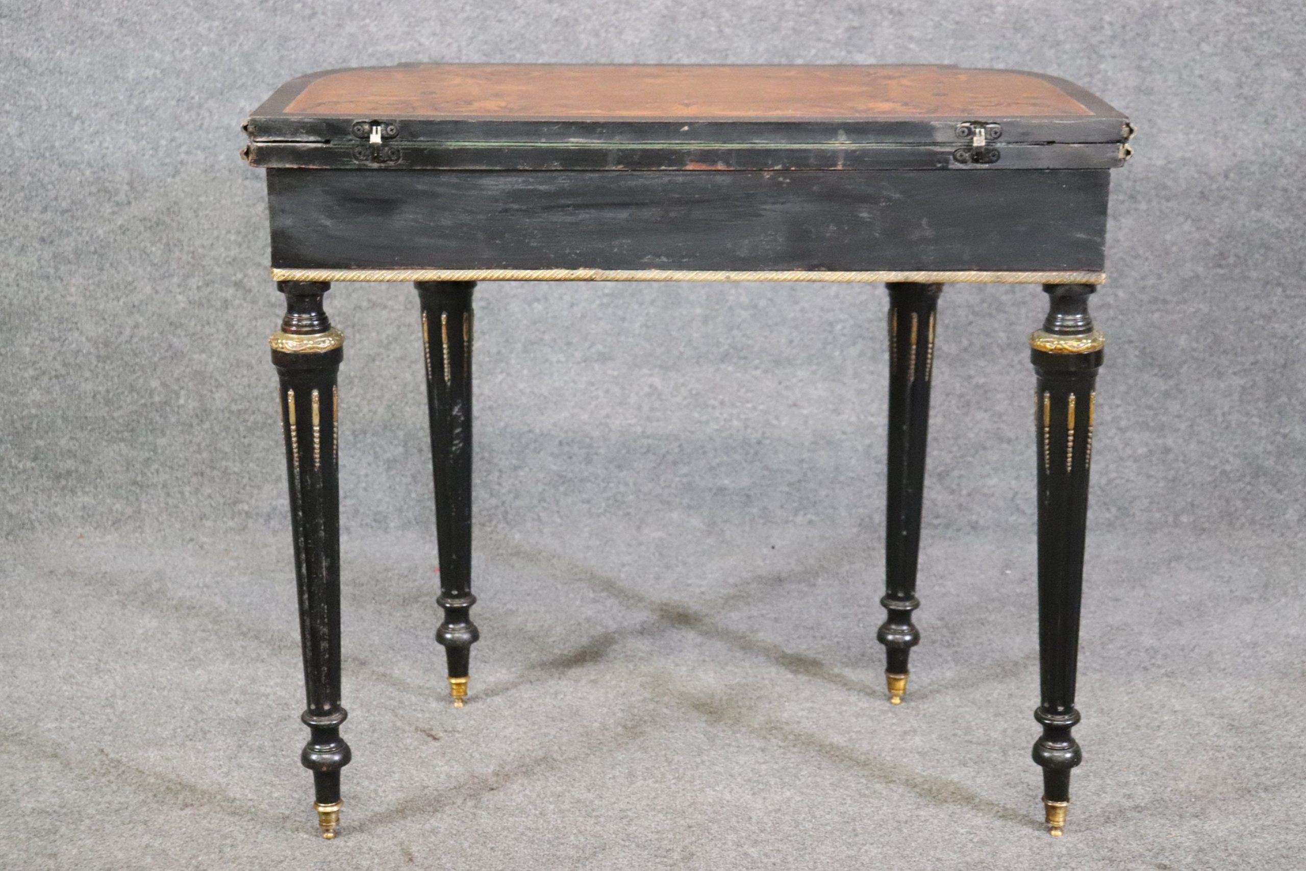 Antique 19th Century French Louis Phillipe Inlaid Flip Top Game Table, Antique Decor - Image 4