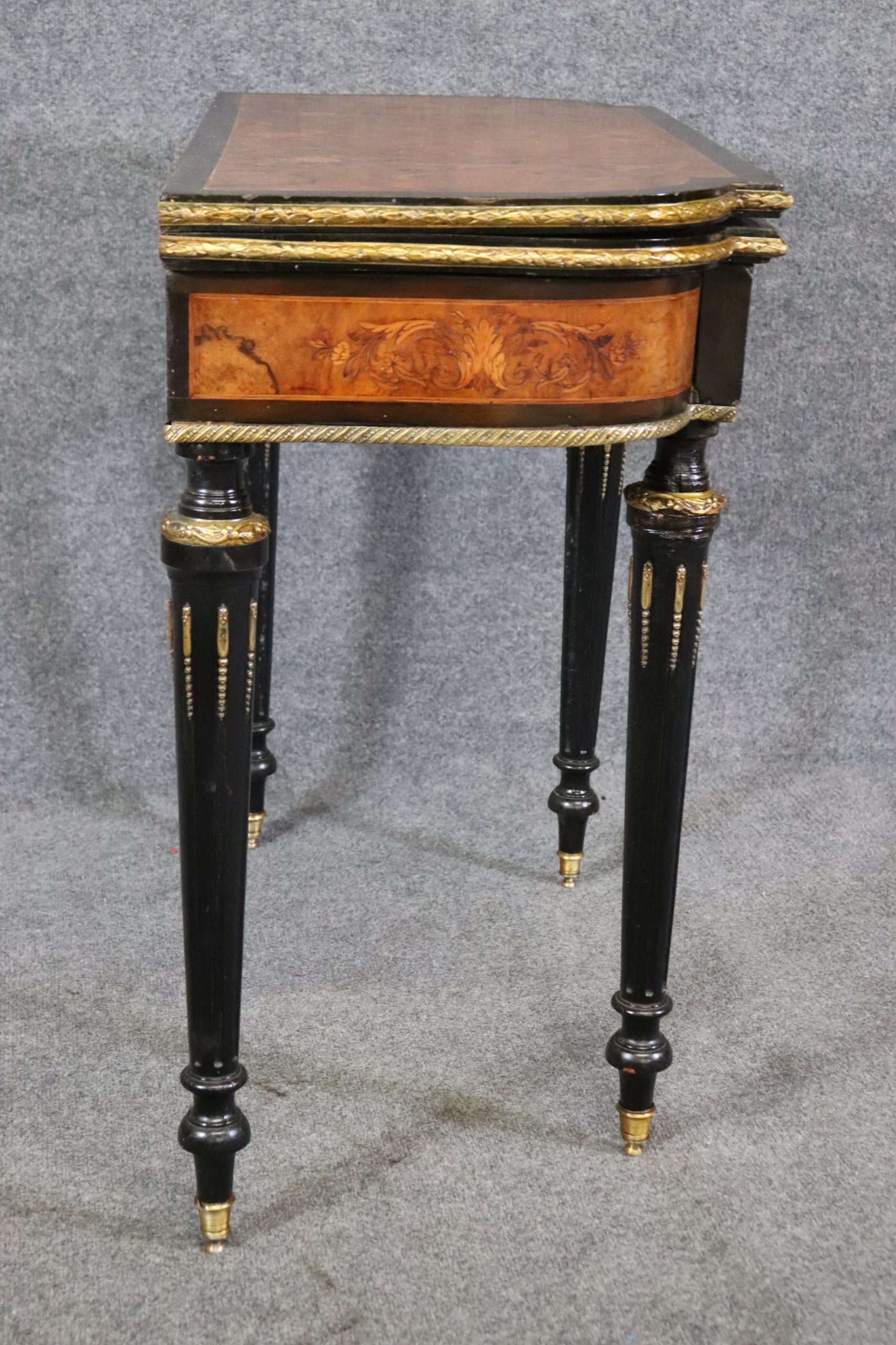 Antique 19th Century French Louis Phillipe Inlaid Flip Top Game Table, Antique Decor - Image 3