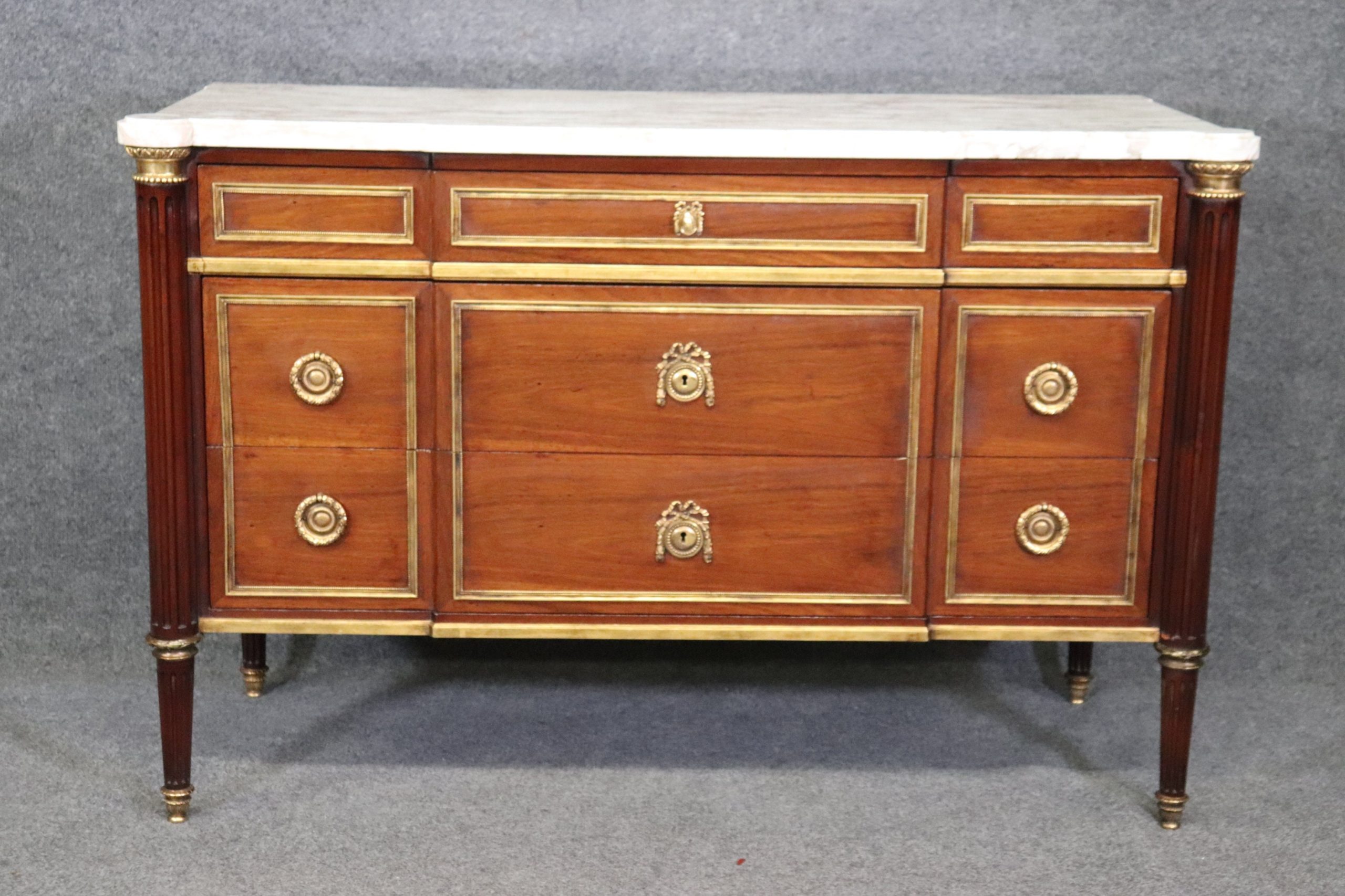 Antique 19th Century French Louis XVI Style Marble Top Commode Chest of Drawers, Antiques - Image 2