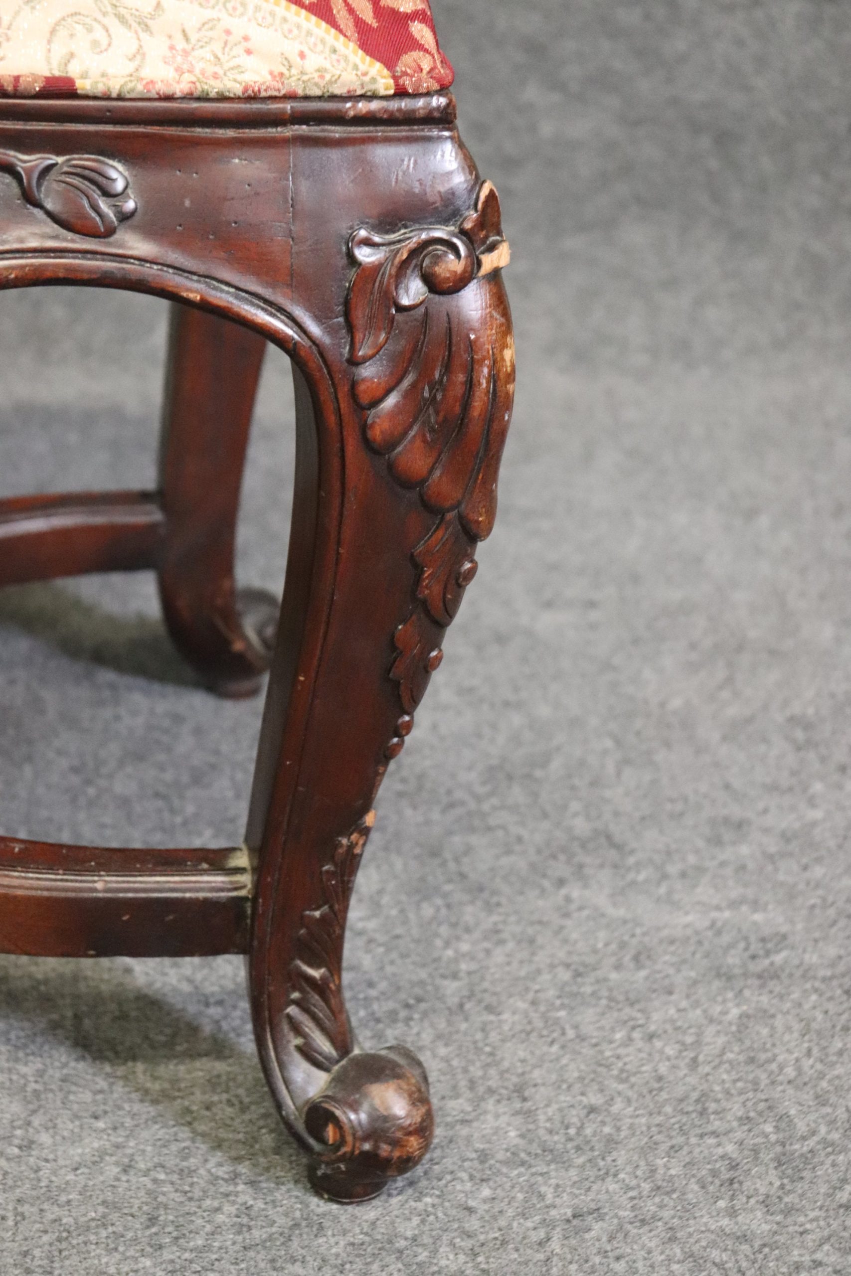 Country French Louis XV Style Upholstered Window Bench, Vintage - Image 5