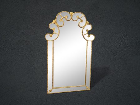 Vintage Hollywood Regency Style Gold Gilt Hanging Wall Hanging Mirror, Antique Decor