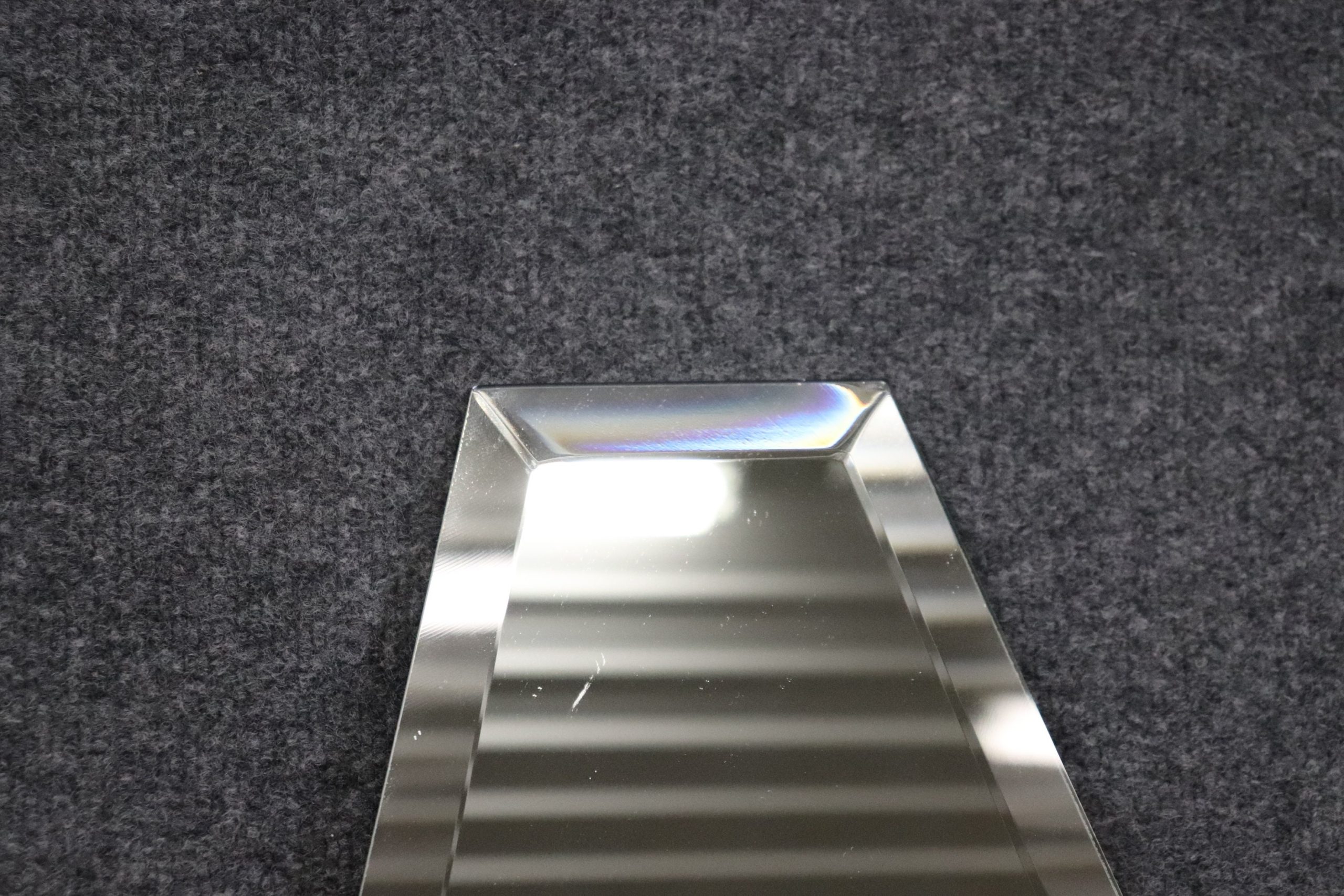 Art Deco French Beveled Glass Triangular Wall Mirror, Vintage Decor - Image 4