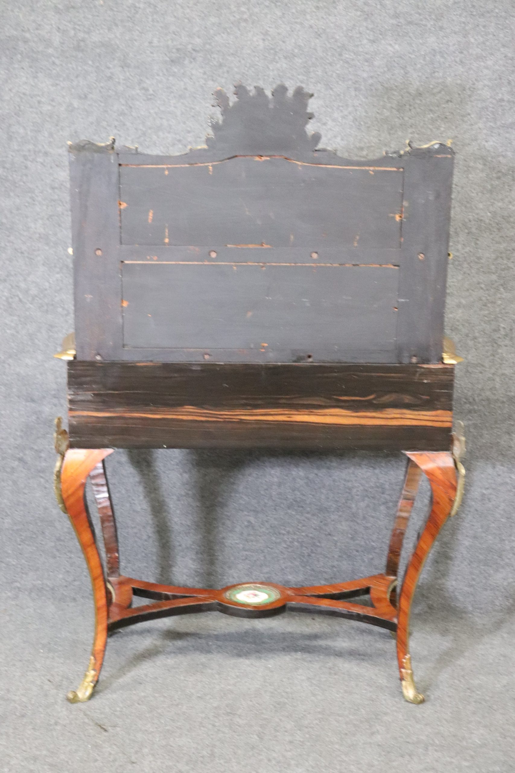 Antique 19th Century French Louis XV Style Bronze Mounted Vanity with Sevres Style Plaques, Antique Furniture - Image 5