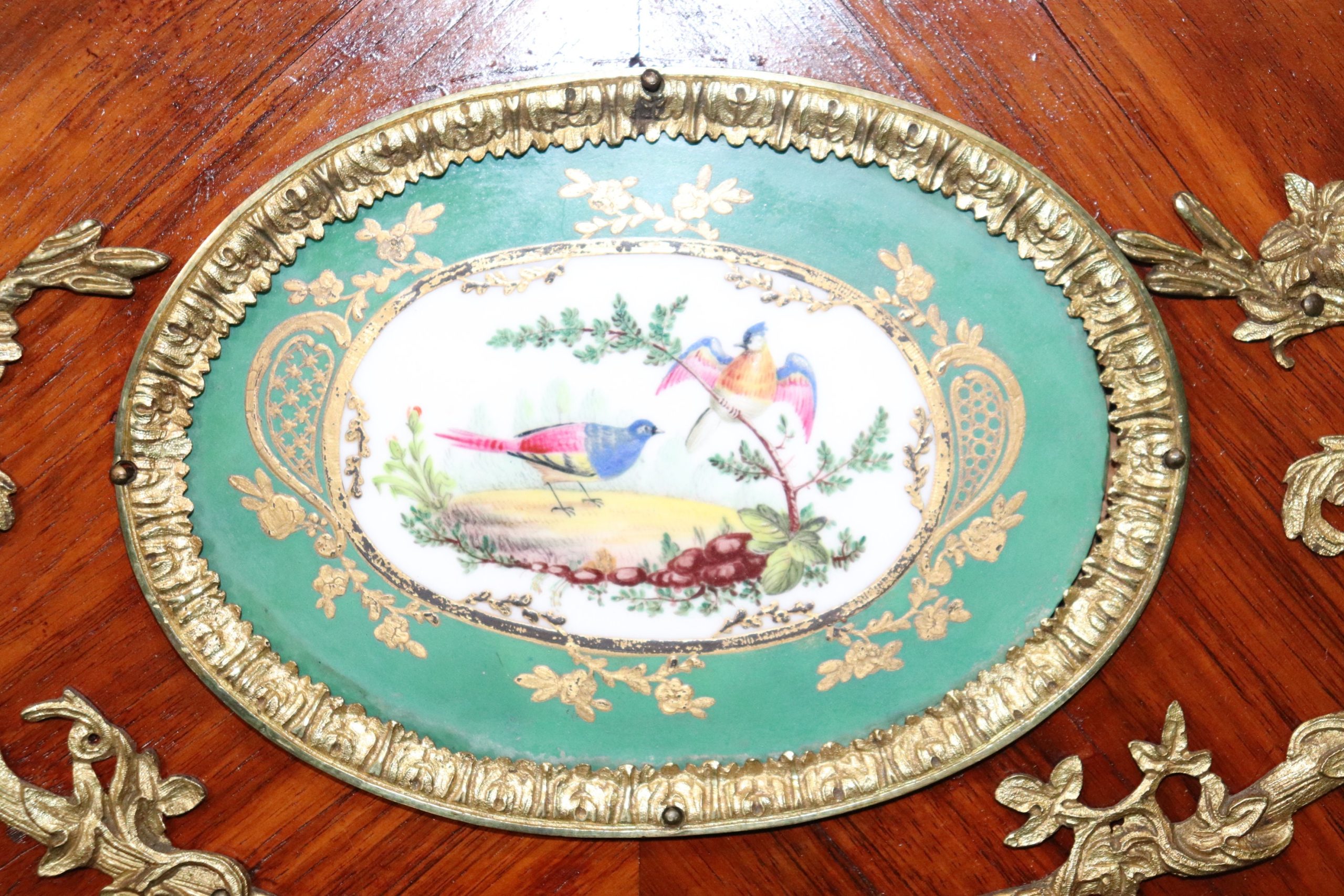 Antique 19th Century French Louis XV Style Bronze Mounted Vanity with Sevres Style Plaques, Antique Furniture - Image 9