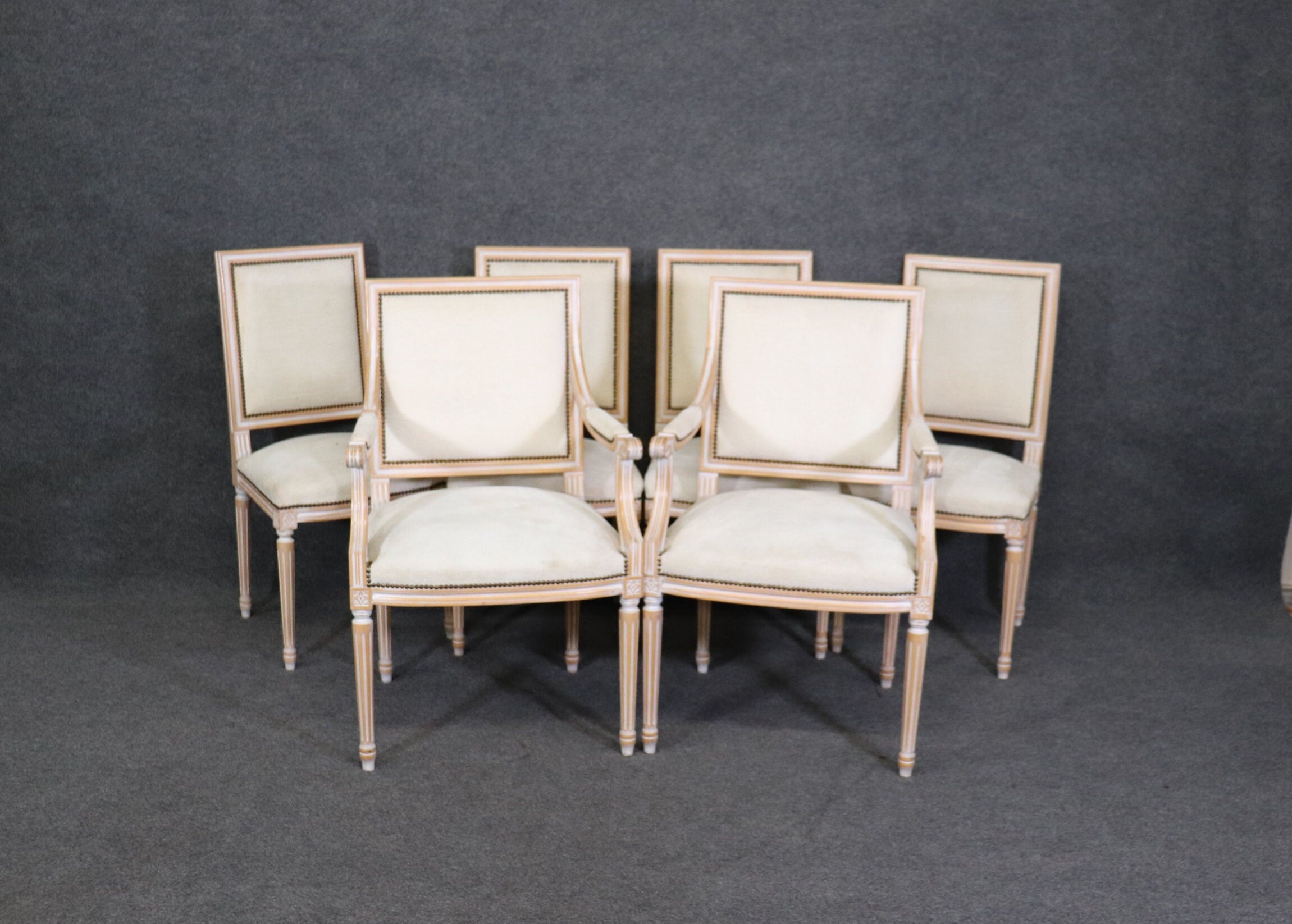 6 Louis XVI Style Paint Decorated Dining Room Chairs, Furniture