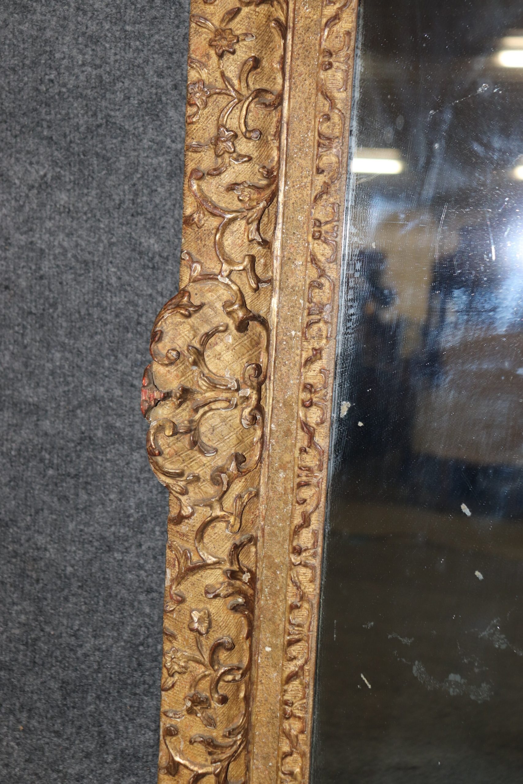 Antique 18th Century French Louis XIV Gilt Wood Wall Mirror circa 1700, Antique Decor - Image 10