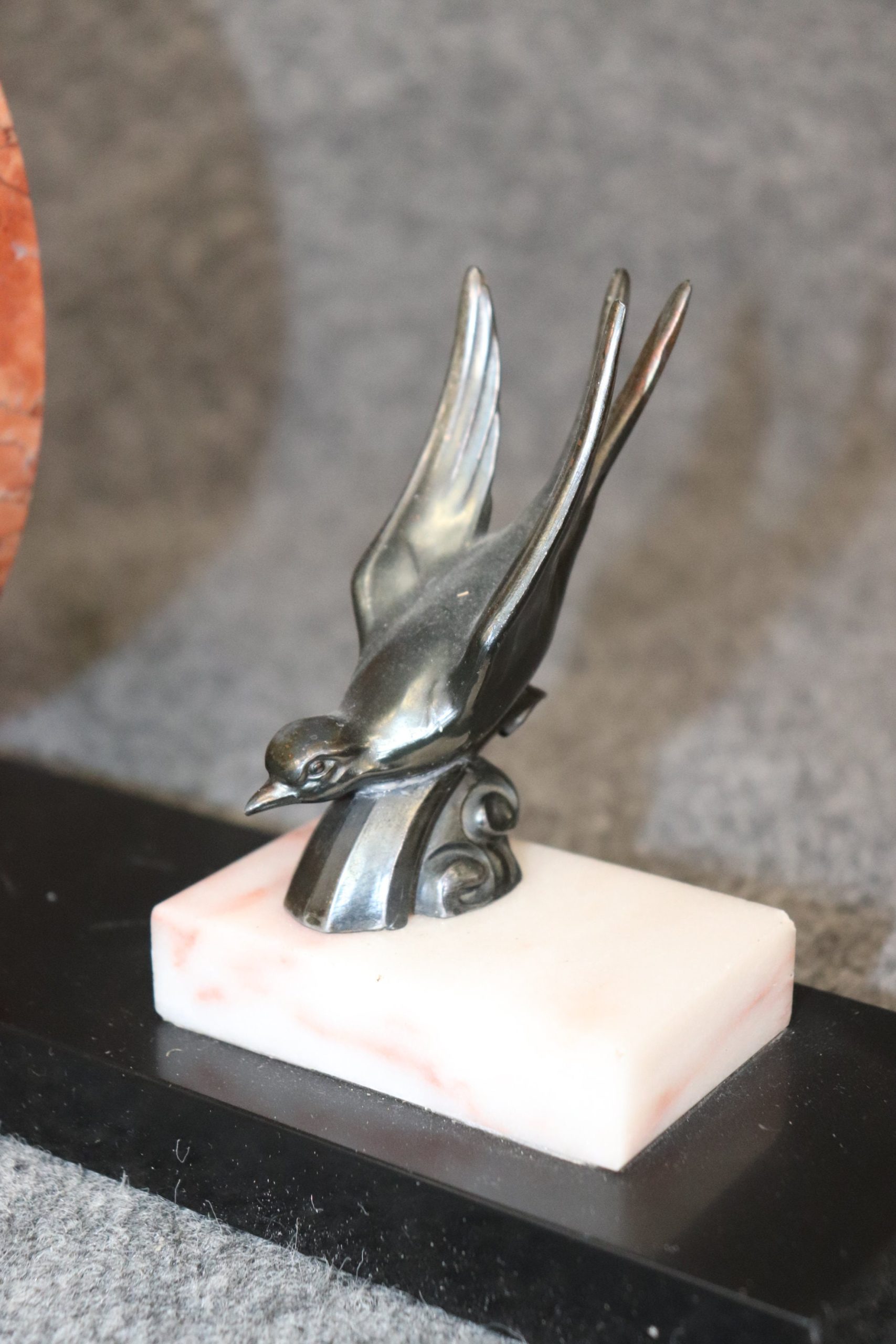 Vintage Art Deco Marble and Alabaster Mantle Clock, MCM - Image 6