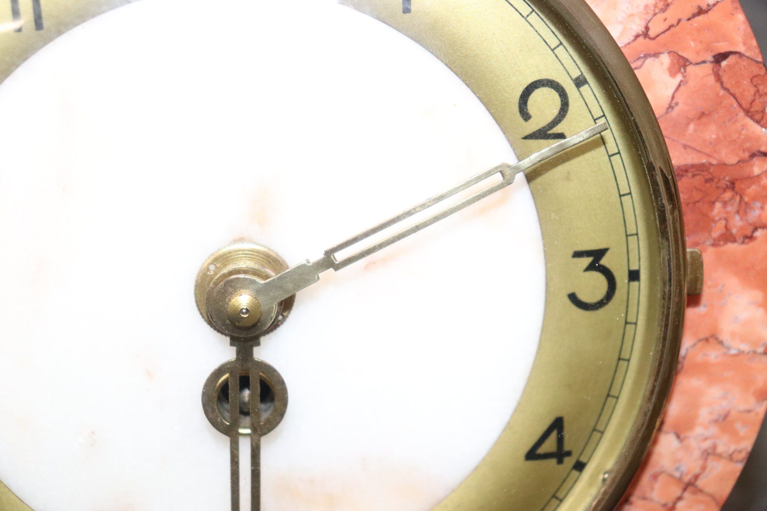 Vintage Art Deco Marble and Alabaster Mantle Clock, MCM - Image 7