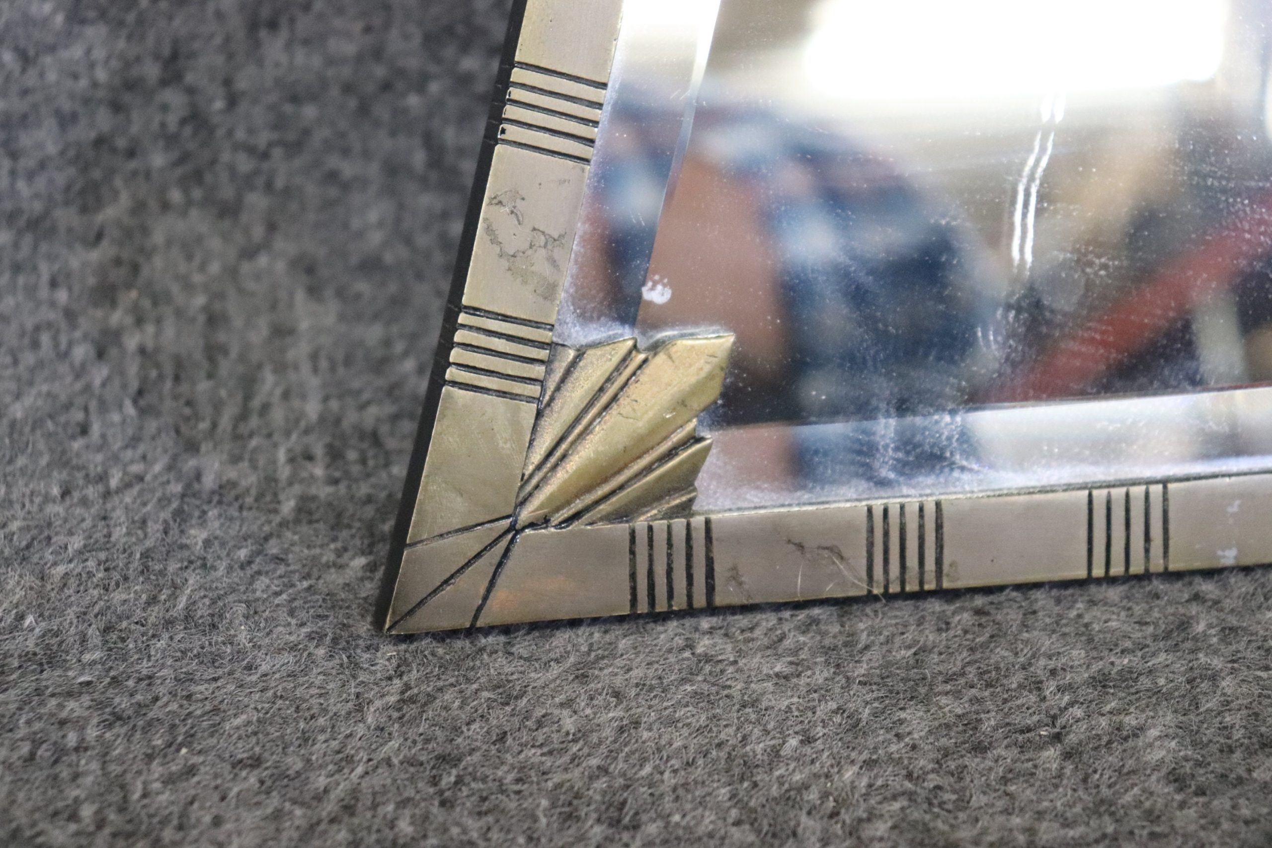 Art Deco French Beveled Glass Triangular Wall Mirror, Vintage Decor - Image 2