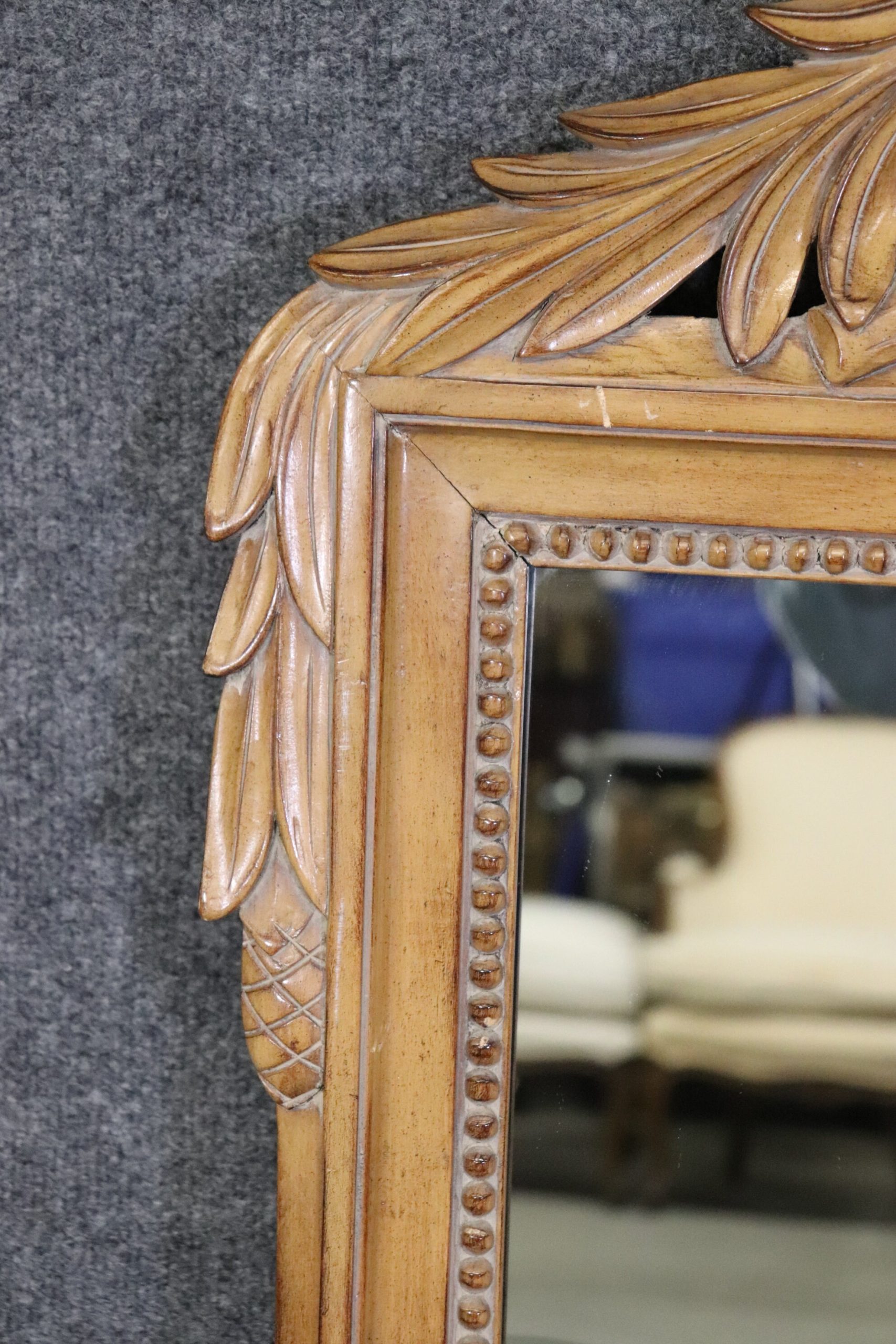 Louis XV Style Carved Wall Hanging Mirror, Vintage - Image 4