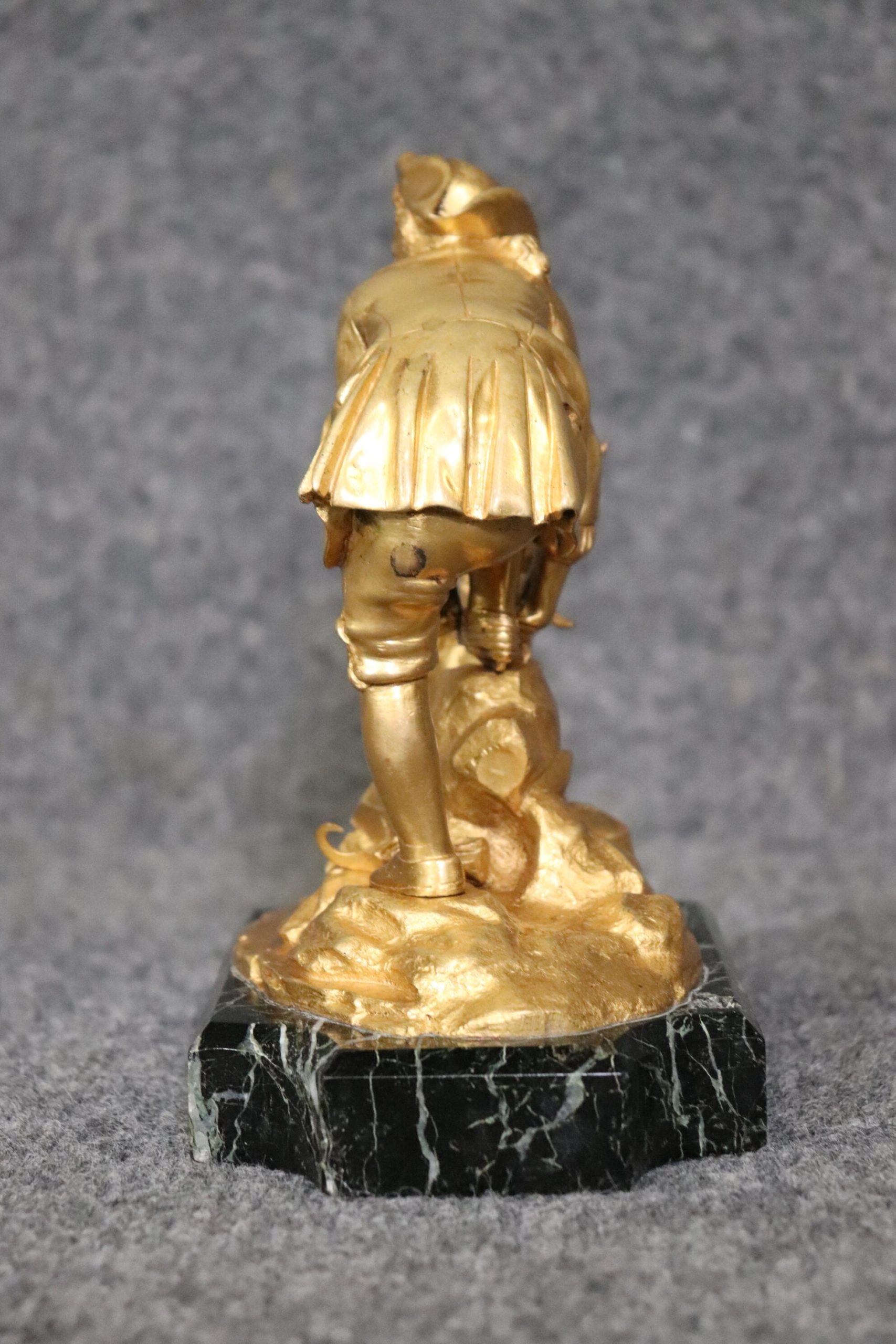 Late 19th Century Russian Bronze Ormolu Sculpture of a Boy on a Marble Base, Antique Art - Image 6