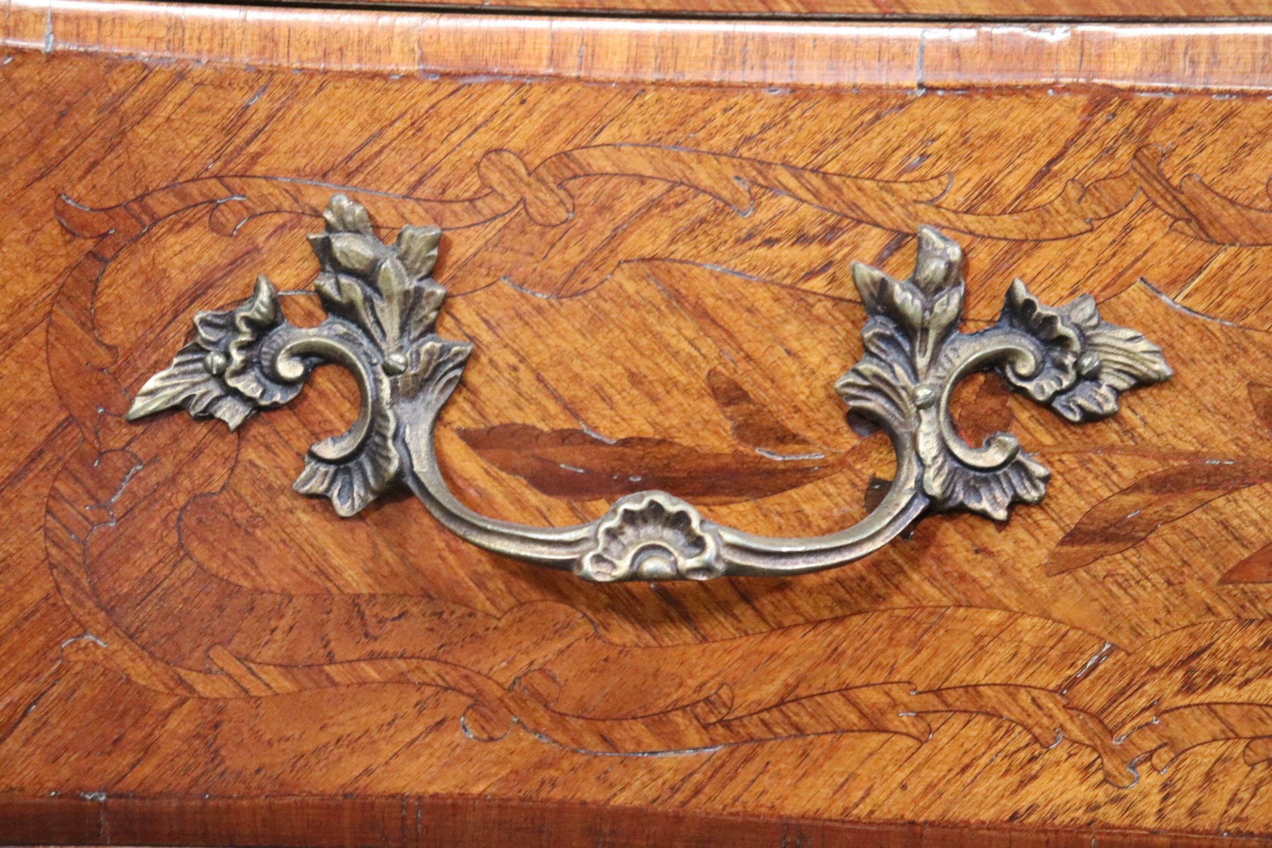 Vintage Louis XV Style Inlaid Marble Top 3 Drawer Commode, Vintage Decor - Image 9