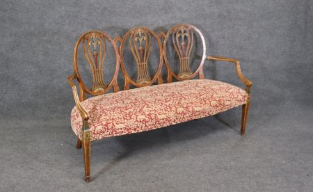 Antique Adams Style English Paint Decorated Settee Sofa, Antique Decor