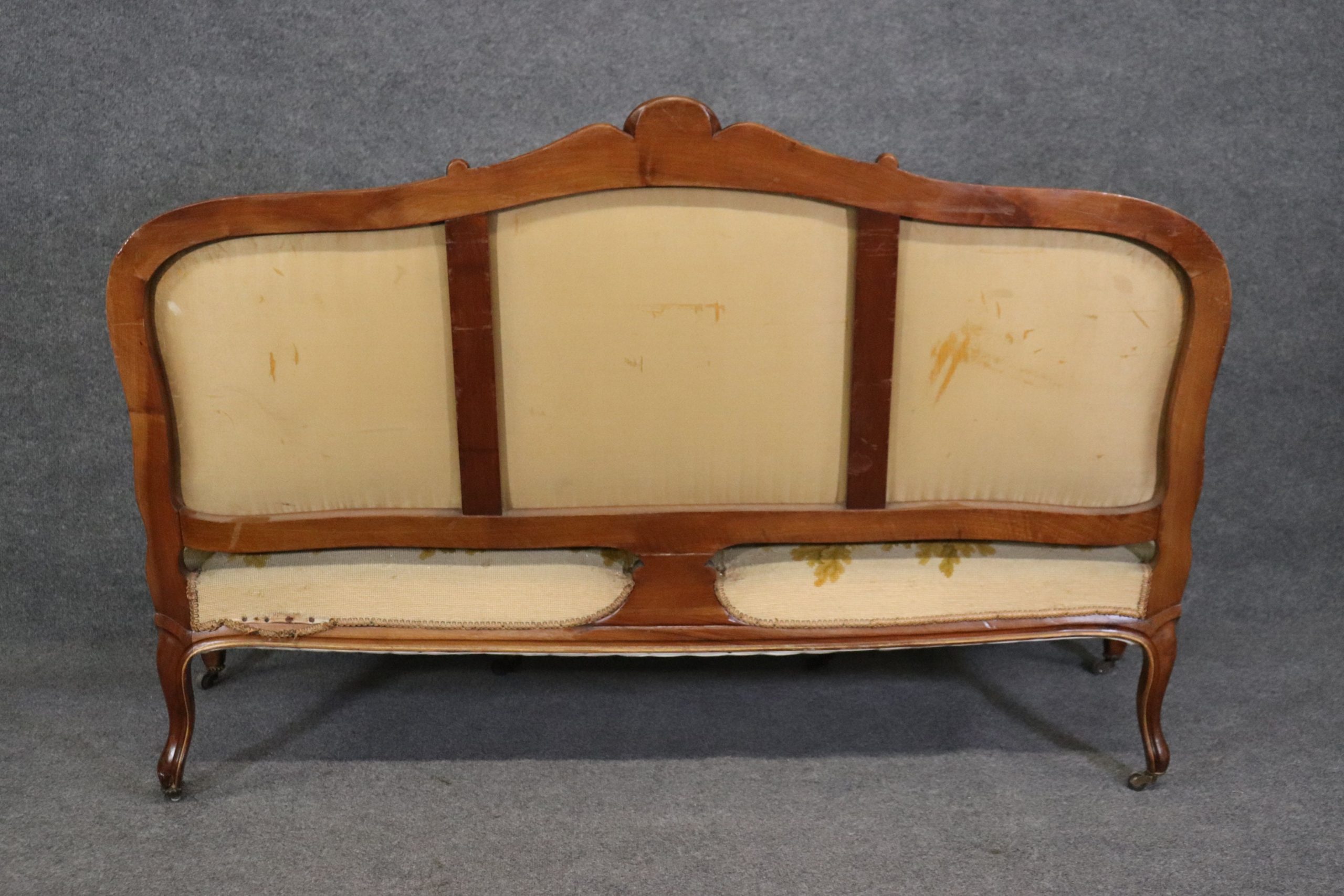 Antique Louis XV Style Needlepoint Aubusson Settee Antiques, Antique Decor - Image 4