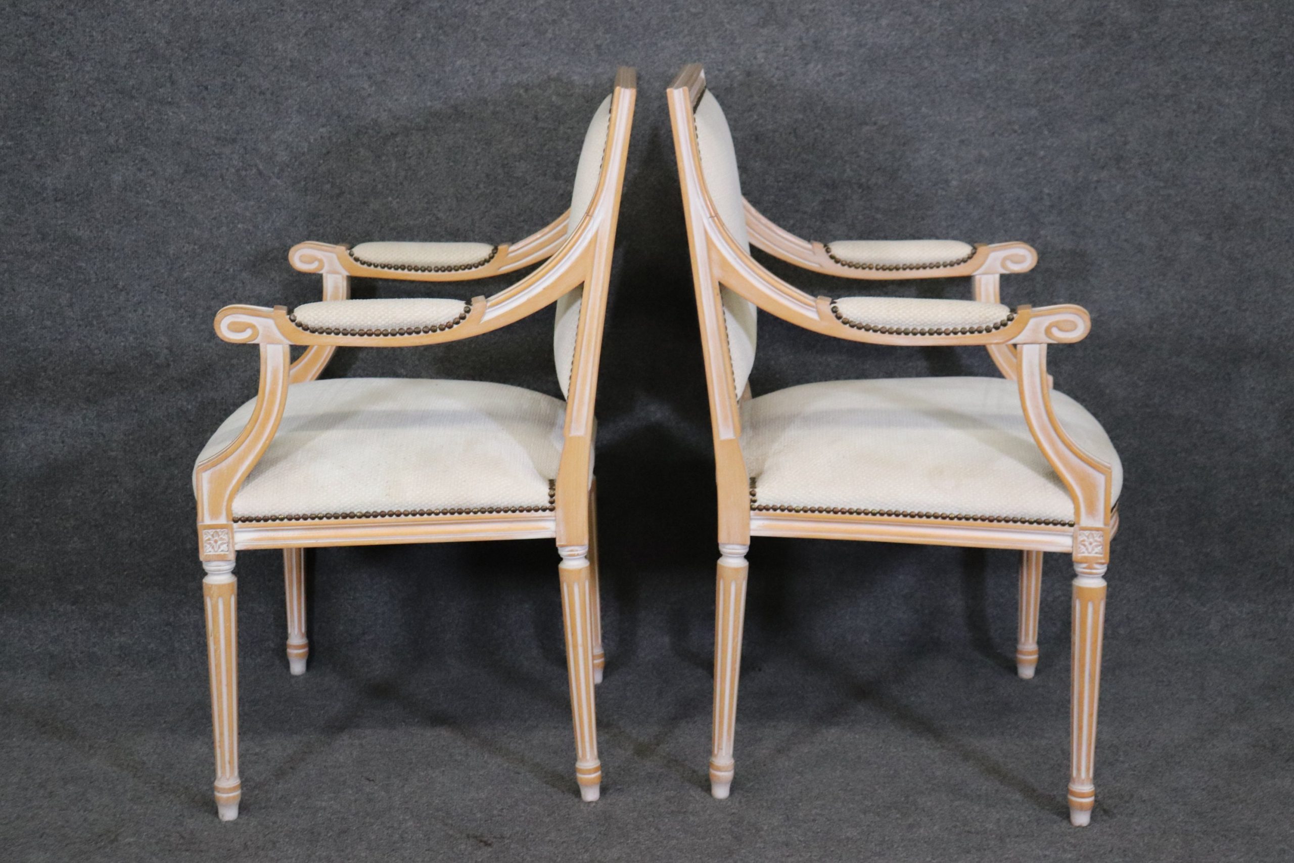 6 Louis XVI Style Paint Decorated Dining Room Chairs, Furniture - Image 4