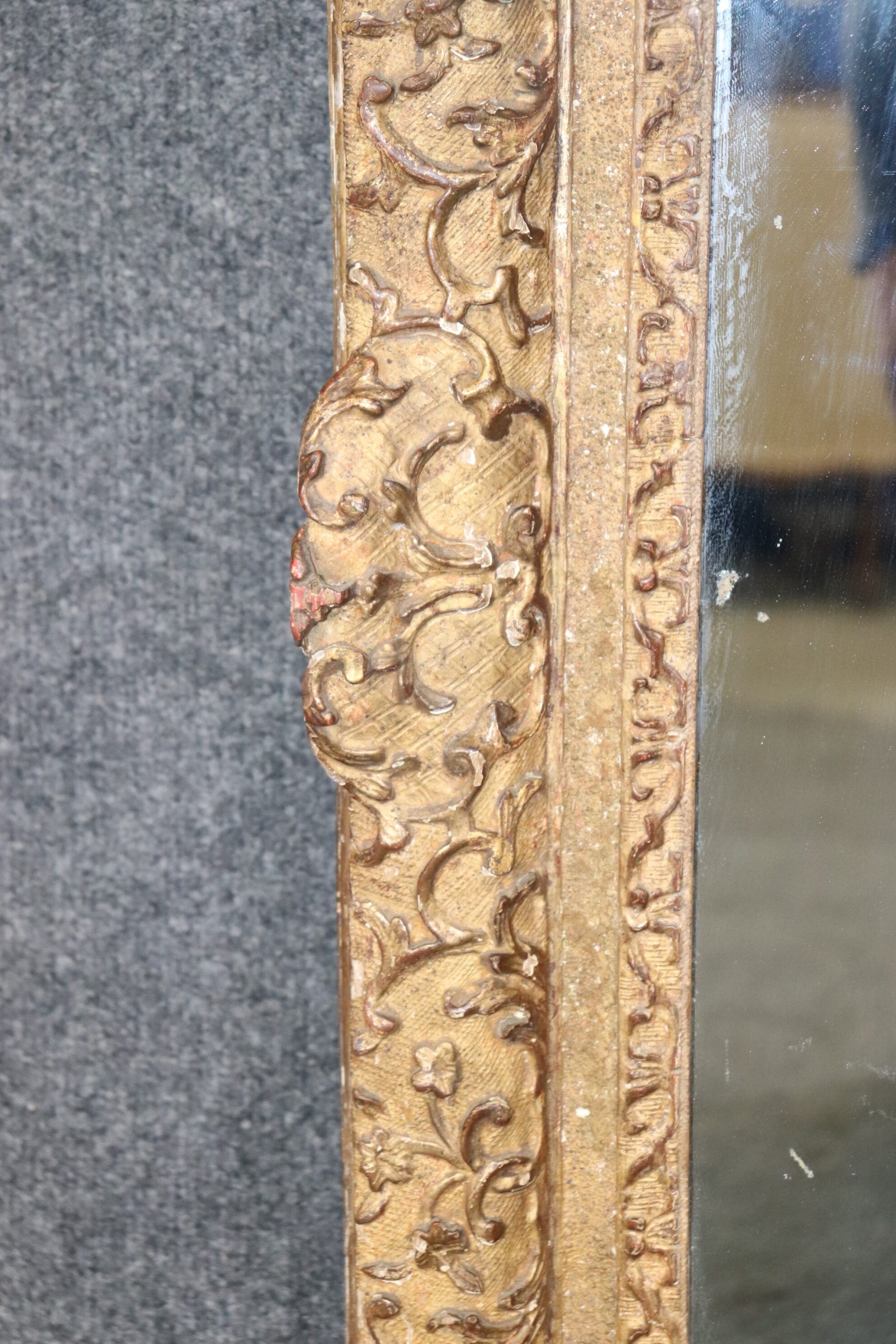 Antique 18th Century French Louis XIV Gilt Wood Wall Mirror circa 1700, Antique Decor - Image 6