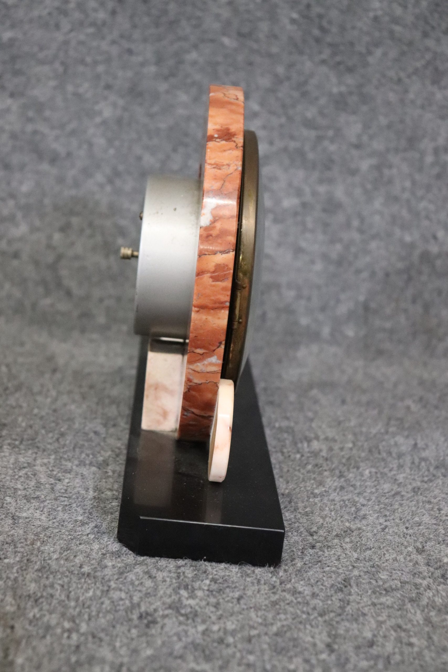 Vintage Art Deco Marble and Alabaster Mantle Clock, MCM - Image 3