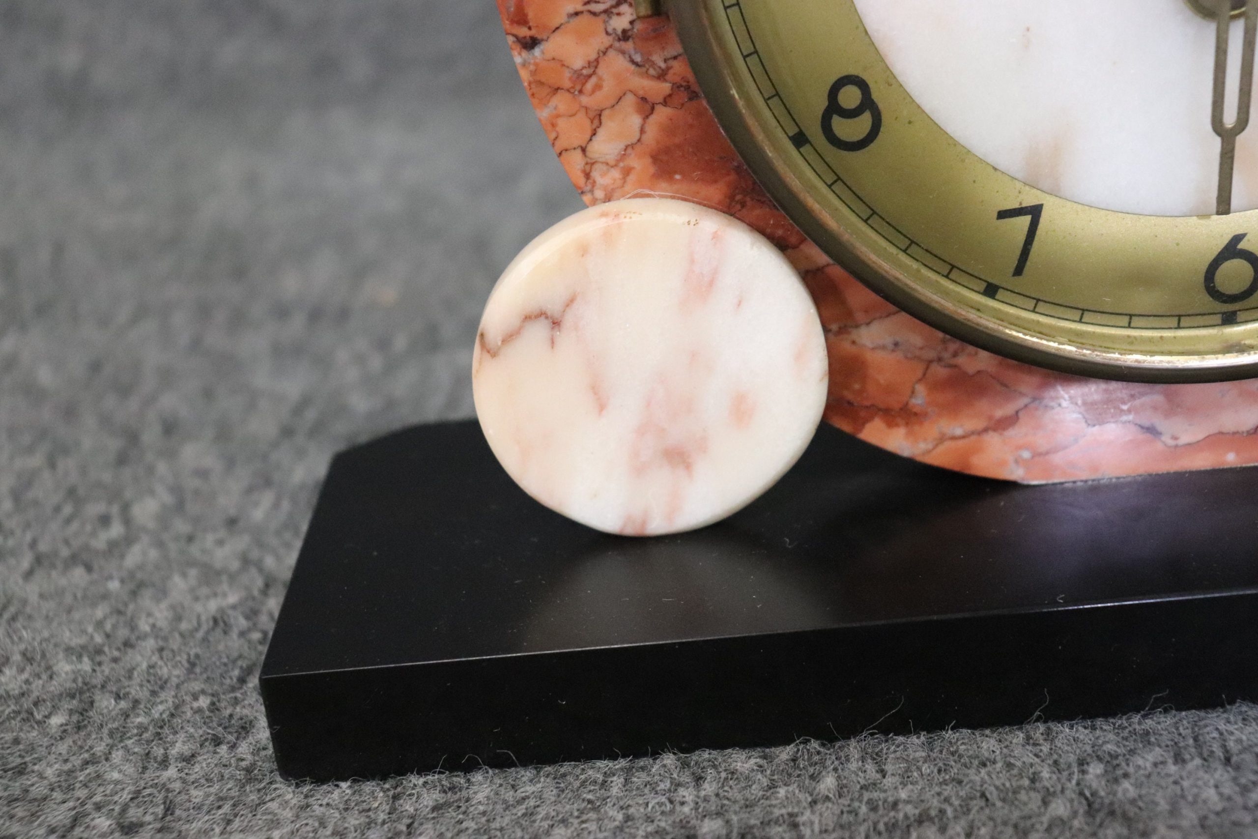 Vintage Art Deco Marble and Alabaster Mantle Clock, MCM - Image 8