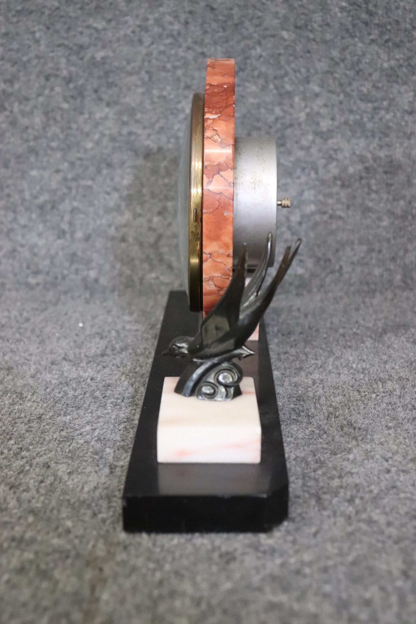 Vintage Art Deco Marble and Alabaster Mantle Clock, MCM - Image 10