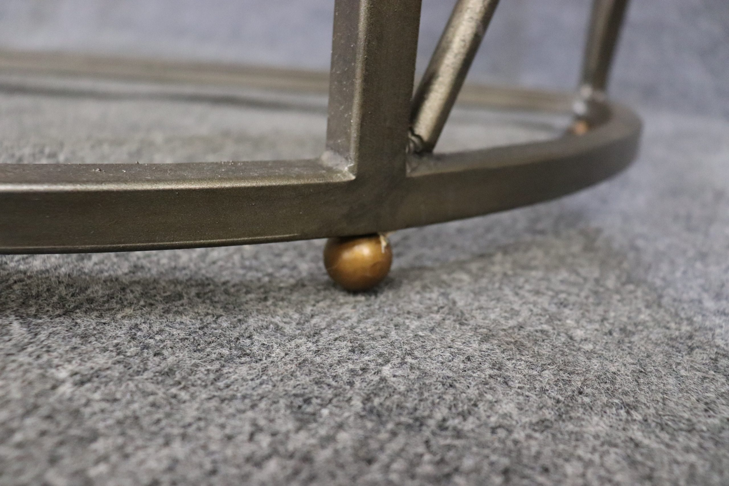 Hollywood Regency Style Travertine Top Demilune Console Table, Sofa Table - Image 10