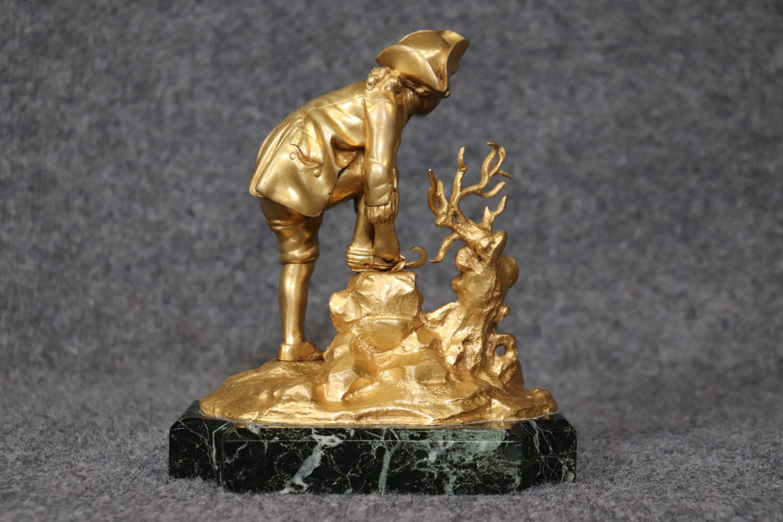 Late 19th Century Russian Bronze Ormolu Sculpture of a Boy on a Marble Base, Antique Art - Image 5