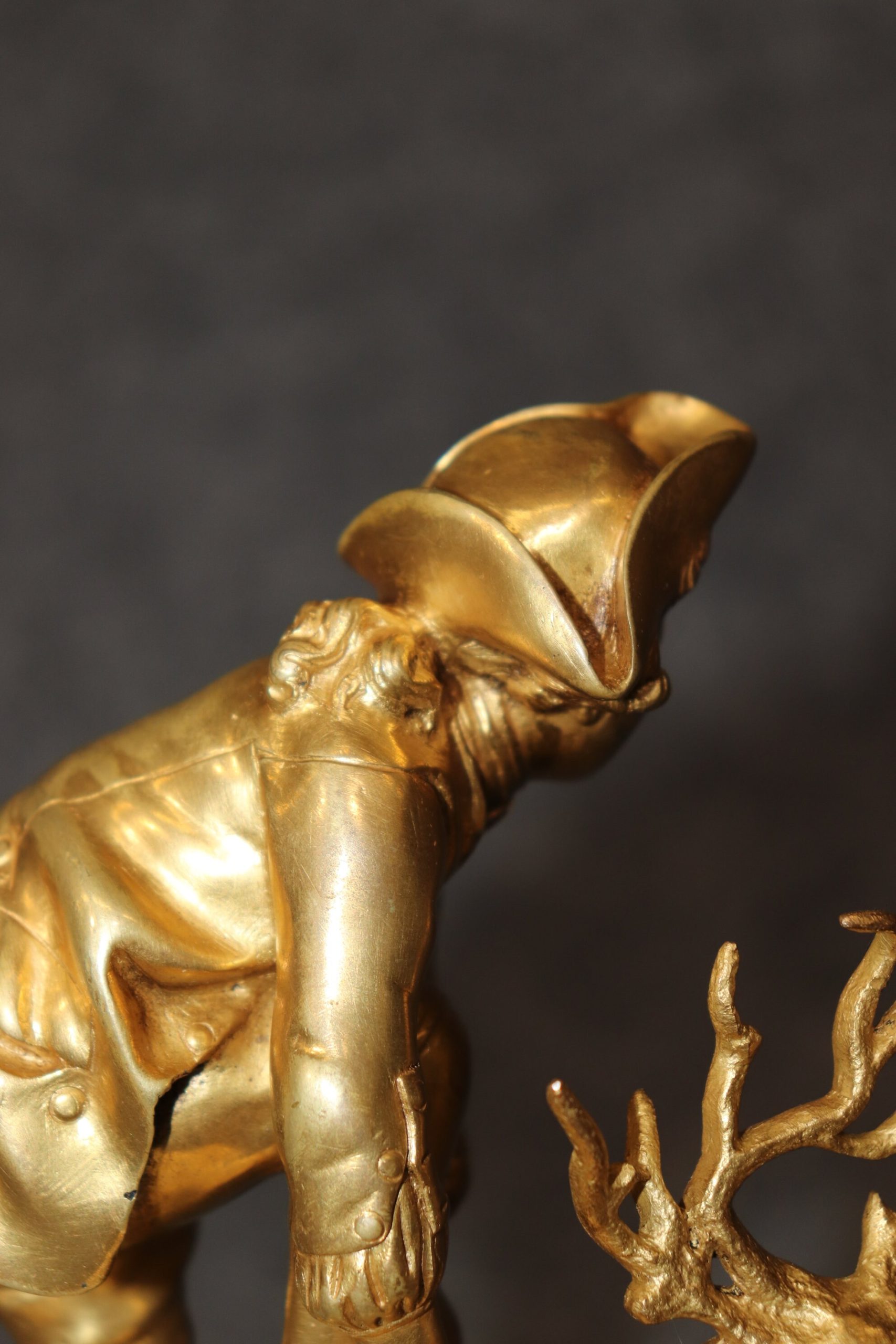 Late 19th Century Russian Bronze Ormolu Sculpture of a Boy on a Marble Base, Antique Art - Image 10