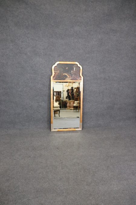 Mid Century LaBarge Beveled Glass Mirror with Japponed Chinoiserie Panel, Furniture