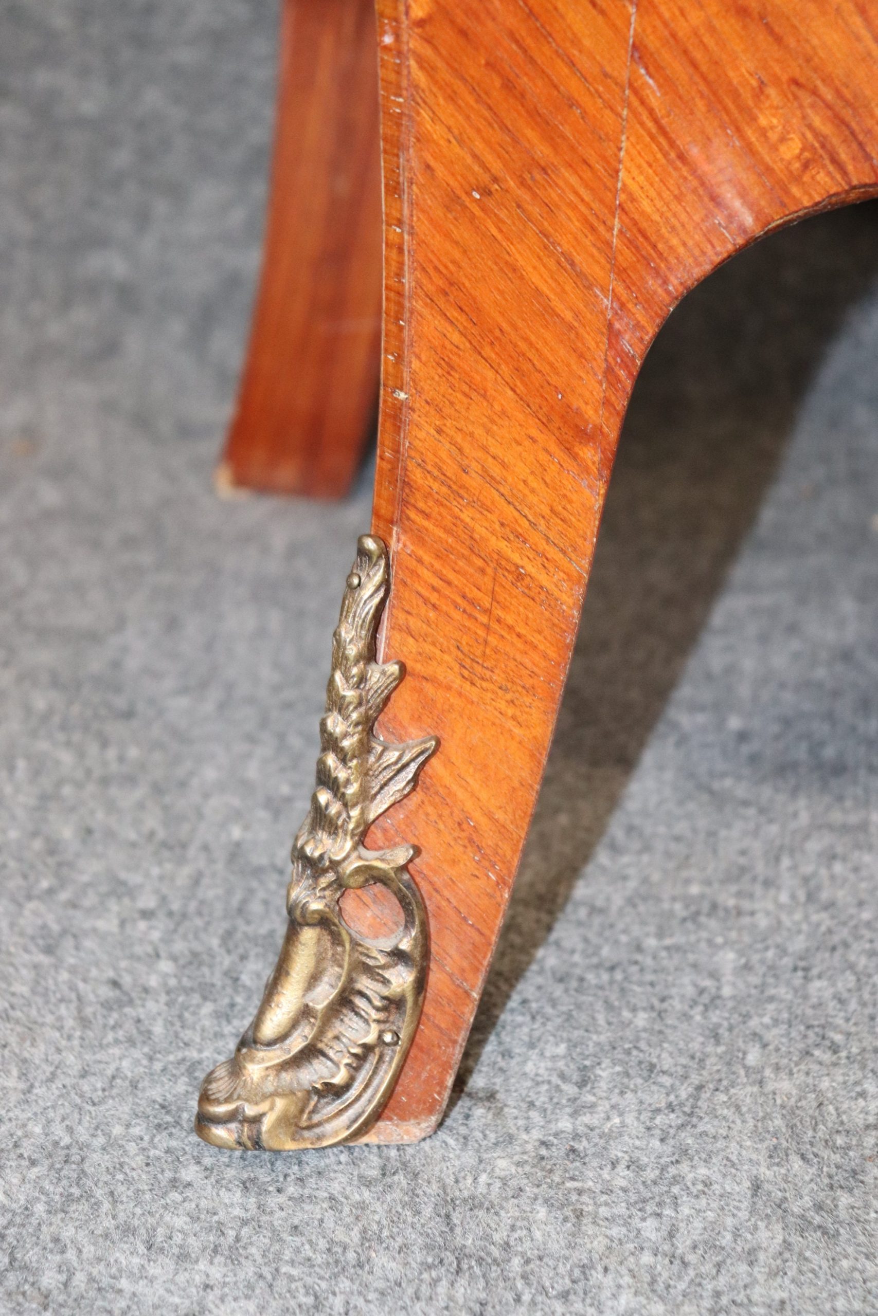 Vintage Louis XV Style Inlaid Marble Top 3 Drawer Commode, Vintage Decor - Image 8