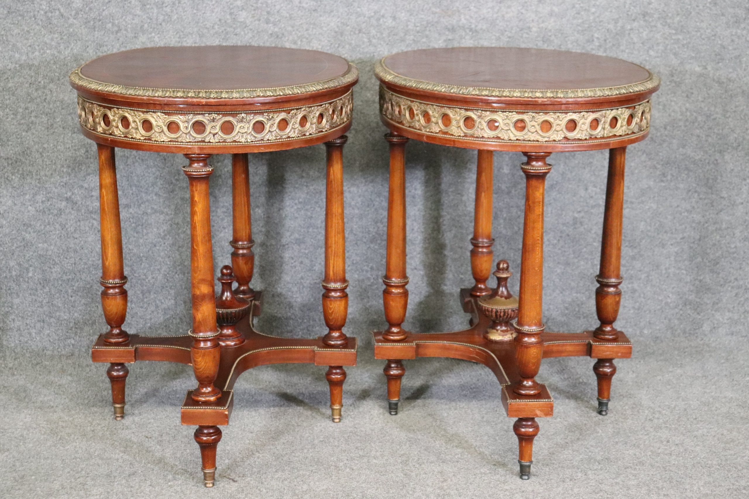 Vintage Companion Pair of Louis XVI Style End Tables, Vintage Furniture - Image 3