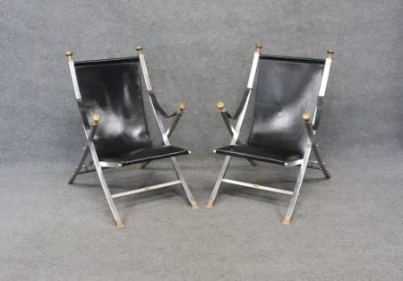 Pair of Maison Jansen Hollywood Regency Style Folding Chairs circa 1970s, Furniture