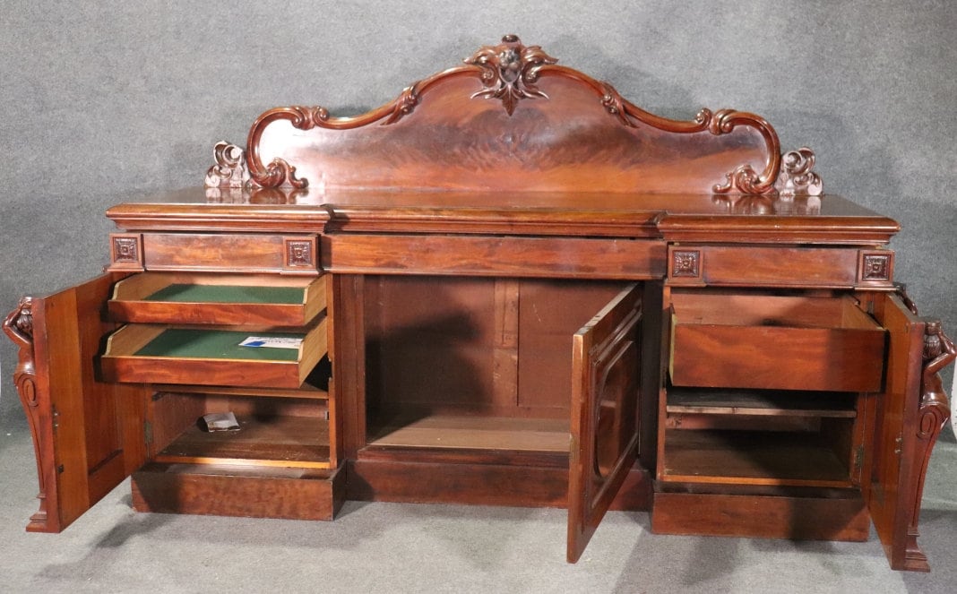 Antique Victorian 19th Century Mahogany Figural Sideboard, Antiques - Image 2