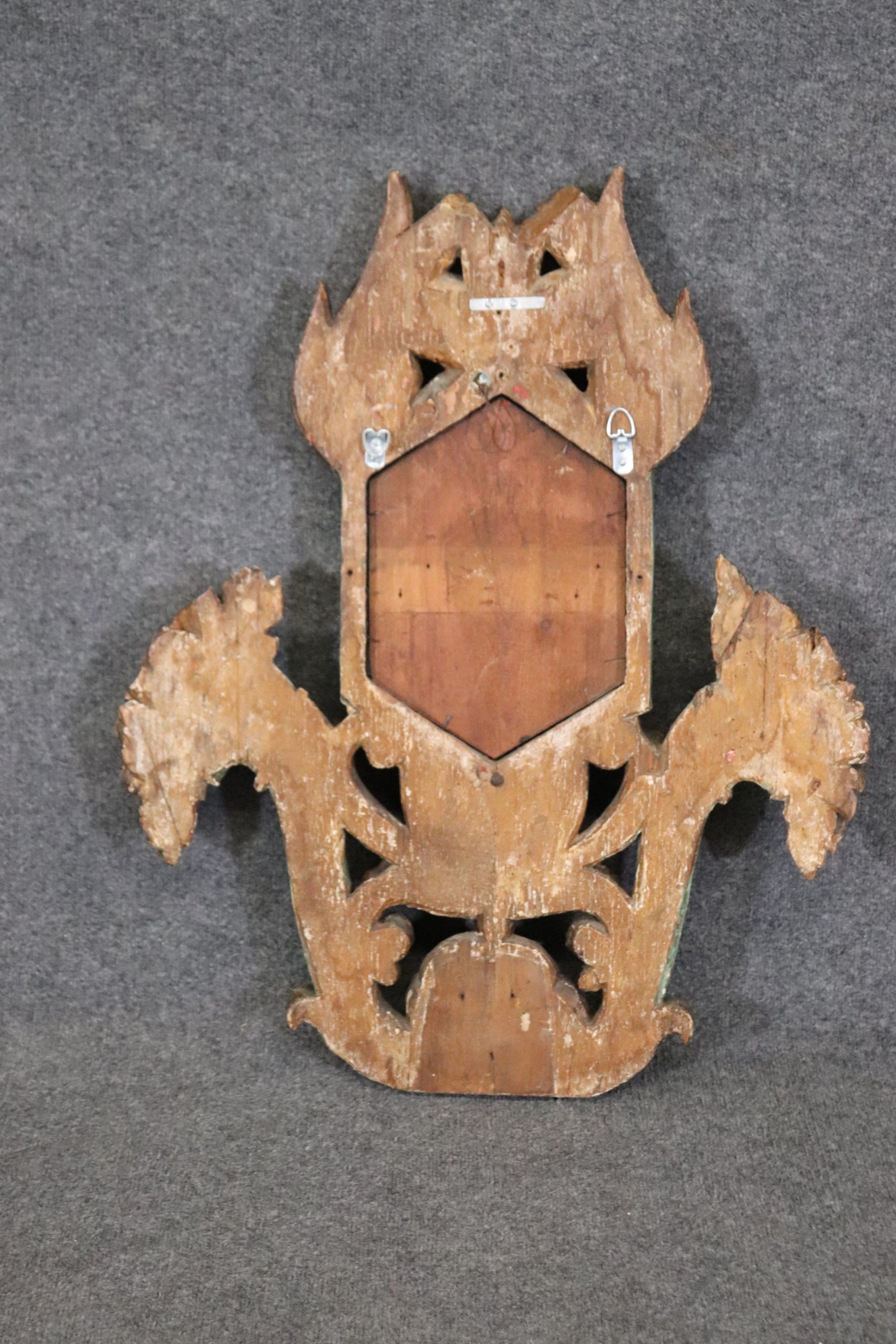 18th C Antique Carved French Louis XV Paint Decorated Wall Mirror Hanging Mirror, Antiques - Image 3