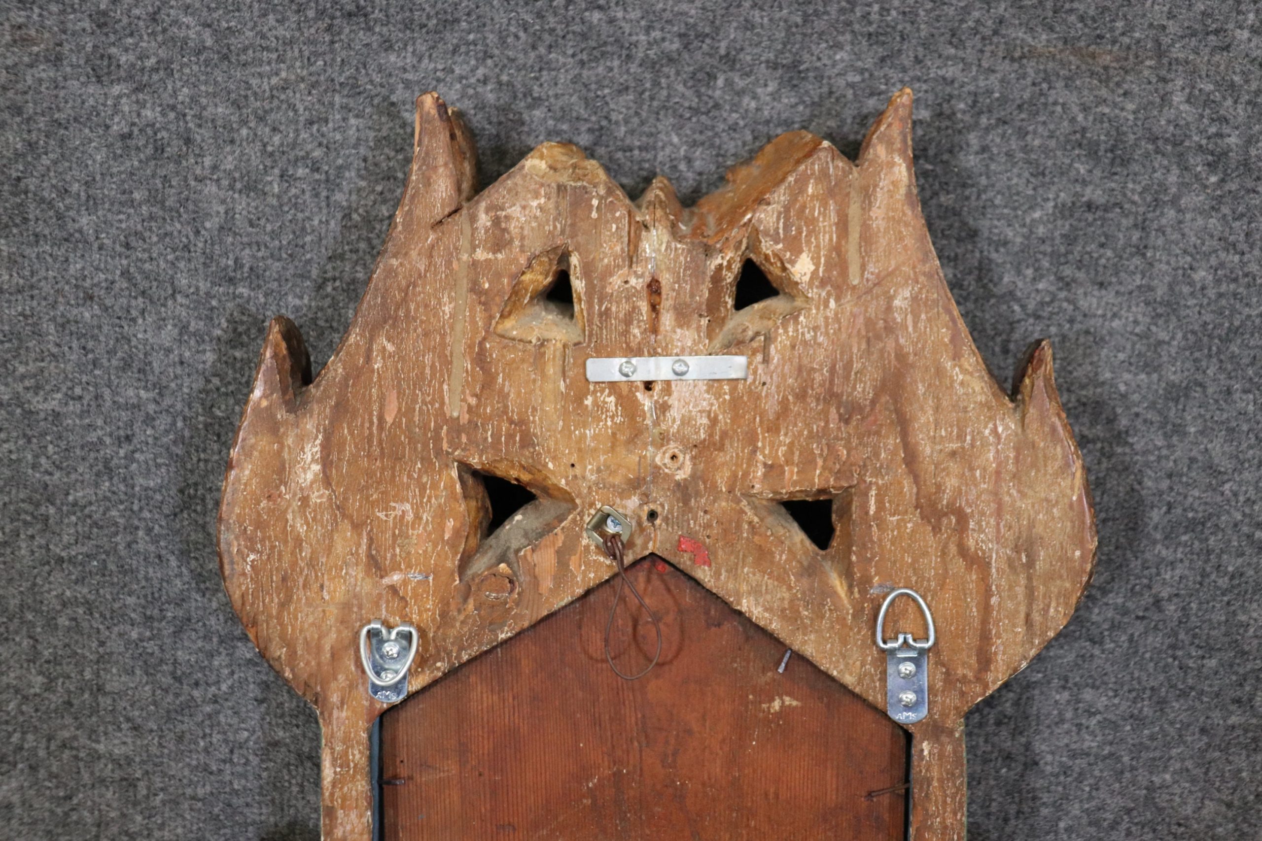 18th C Antique Carved French Louis XV Paint Decorated Wall Mirror Hanging Mirror, Antiques - Image 4