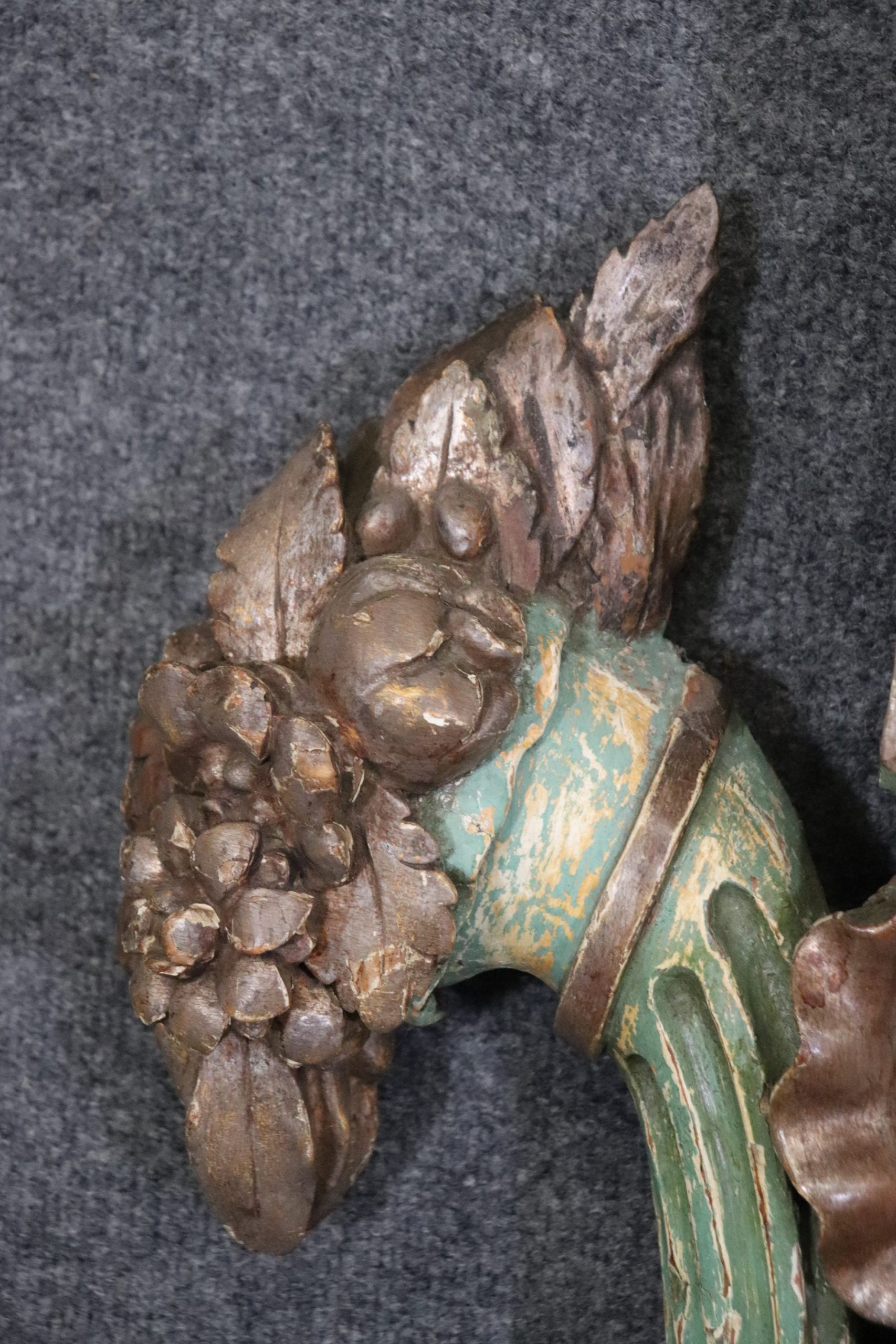 18th C Antique Carved French Louis XV Paint Decorated Wall Mirror Hanging Mirror, Antiques - Image 6