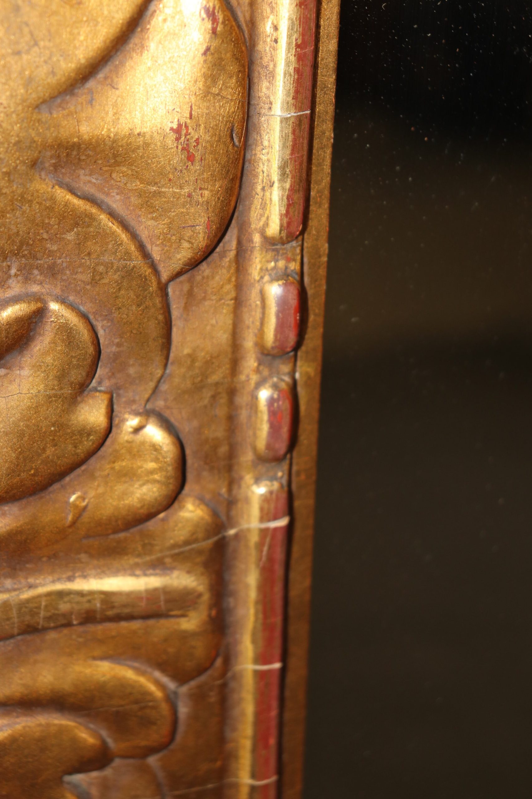 French Regency Style Carved Distressed Painted Wall Hanging Mirror, Antiques - Image 9