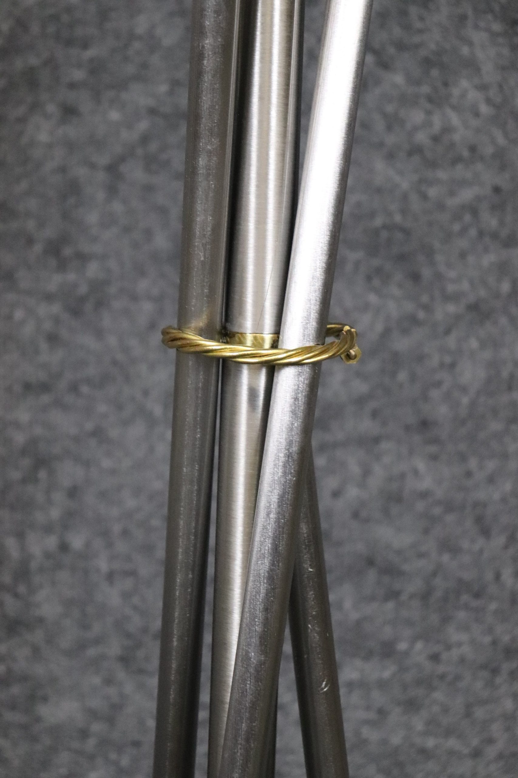 Pair of Mid Century Andre Arbus Style Chrome and Brass Floor Lamps, MCM - Image 7