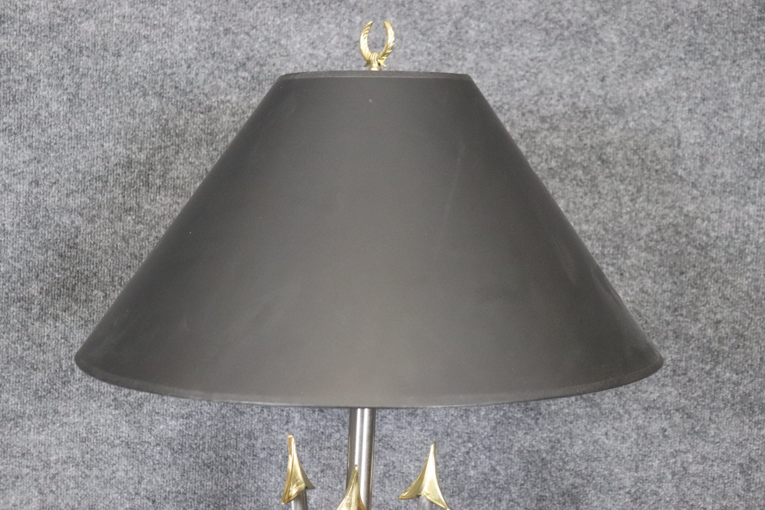 Pair of Mid Century Andre Arbus Style Chrome and Brass Floor Lamps, MCM - Image 10