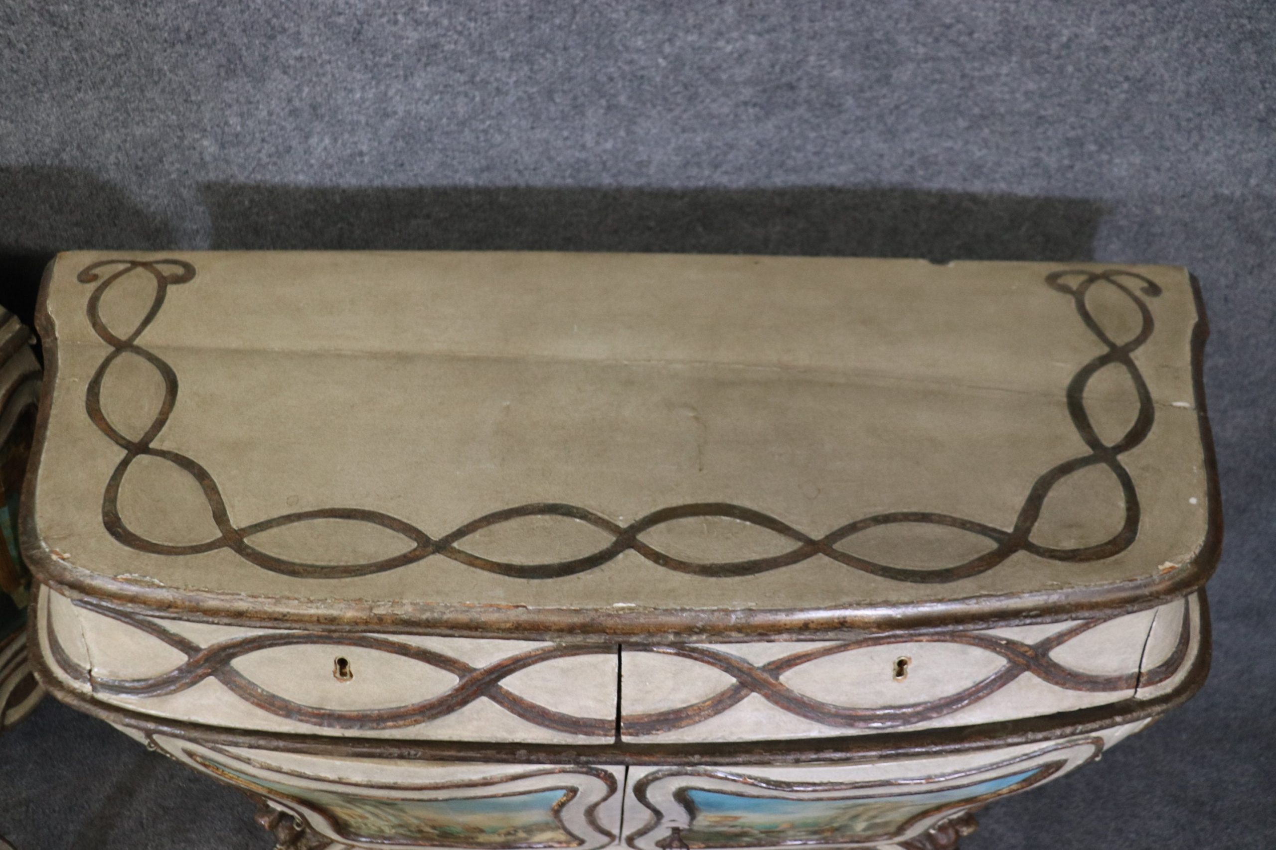 Antique Italian Painted Commodes: 18thC Louis XV Chest of Drawers - Image 6