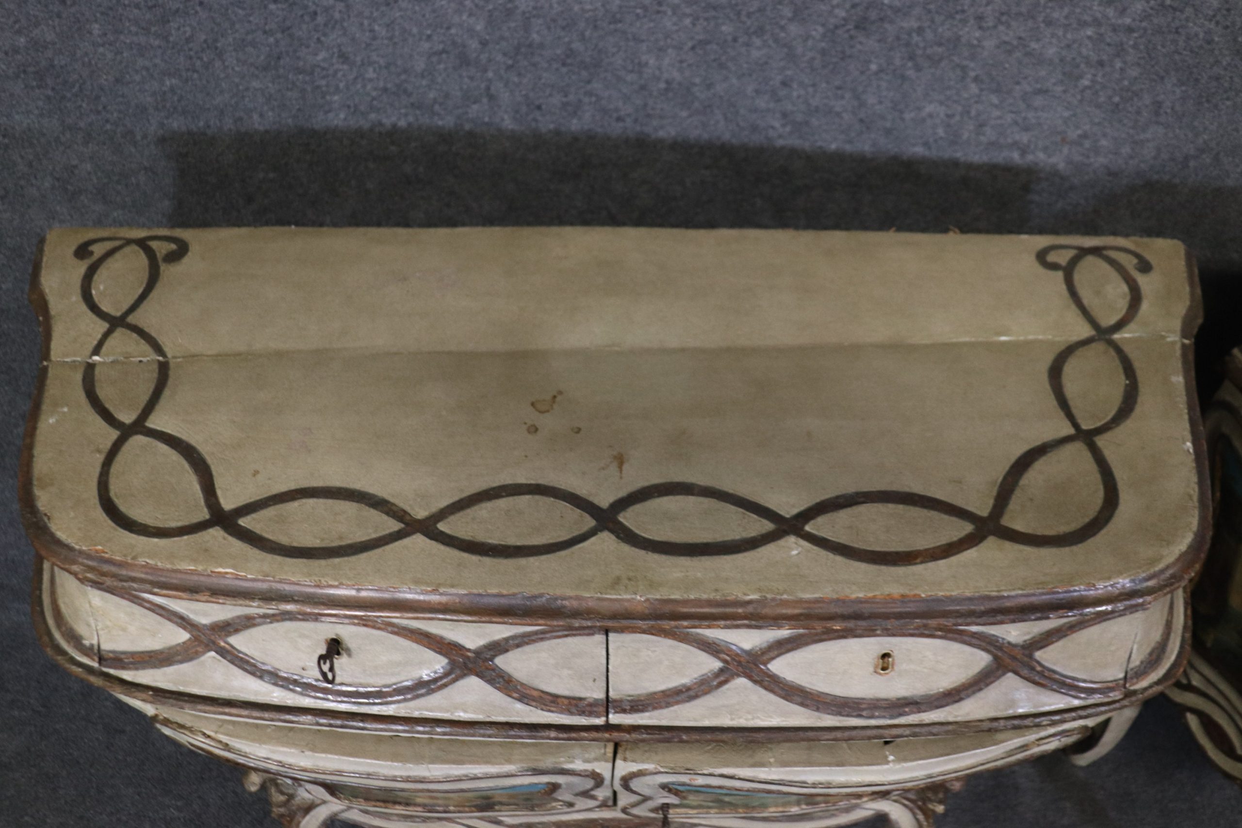 Antique Italian Painted Commodes: 18thC Louis XV Chest of Drawers - Image 7