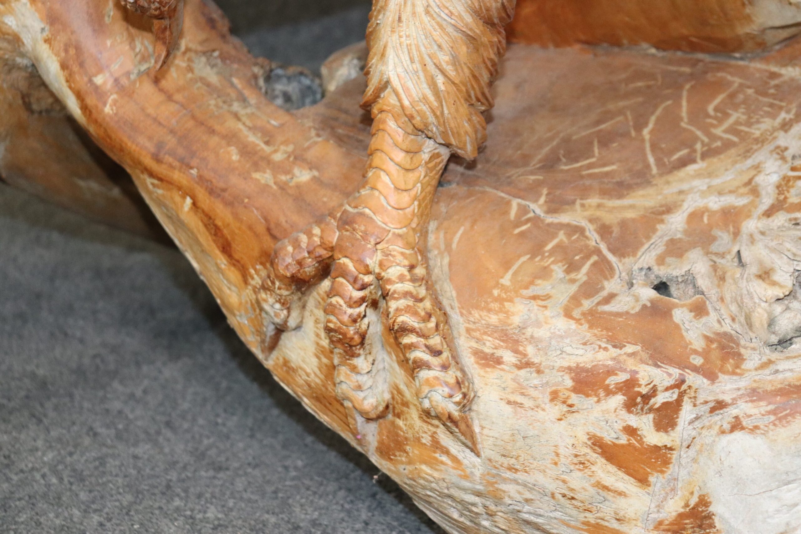 Large Carved Walnut Free Form American Eagle Sculpture, Vintage - Image 8