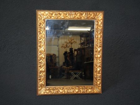 French Regency Style Carved Distressed Painted Wall Hanging Mirror, Antiques