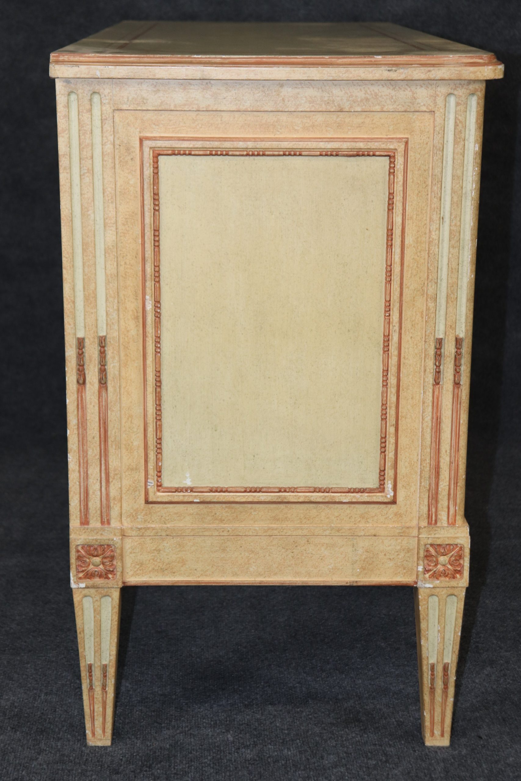 Vintage Baker Louis XVI Style Paint Decorated Commode, Chest of Drawers - Image 3