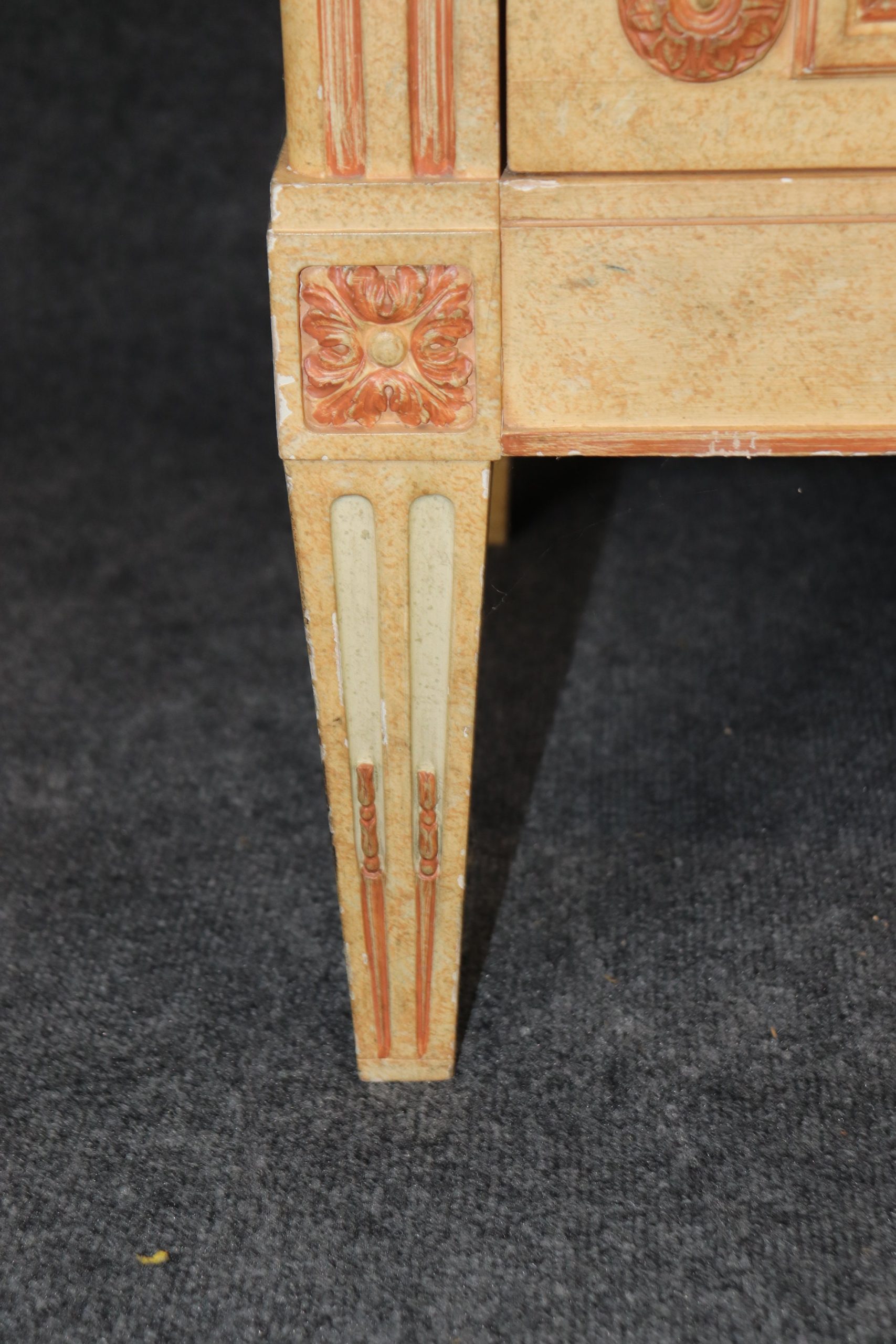 Vintage Baker Louis XVI Style Paint Decorated Commode, Chest of Drawers - Image 7