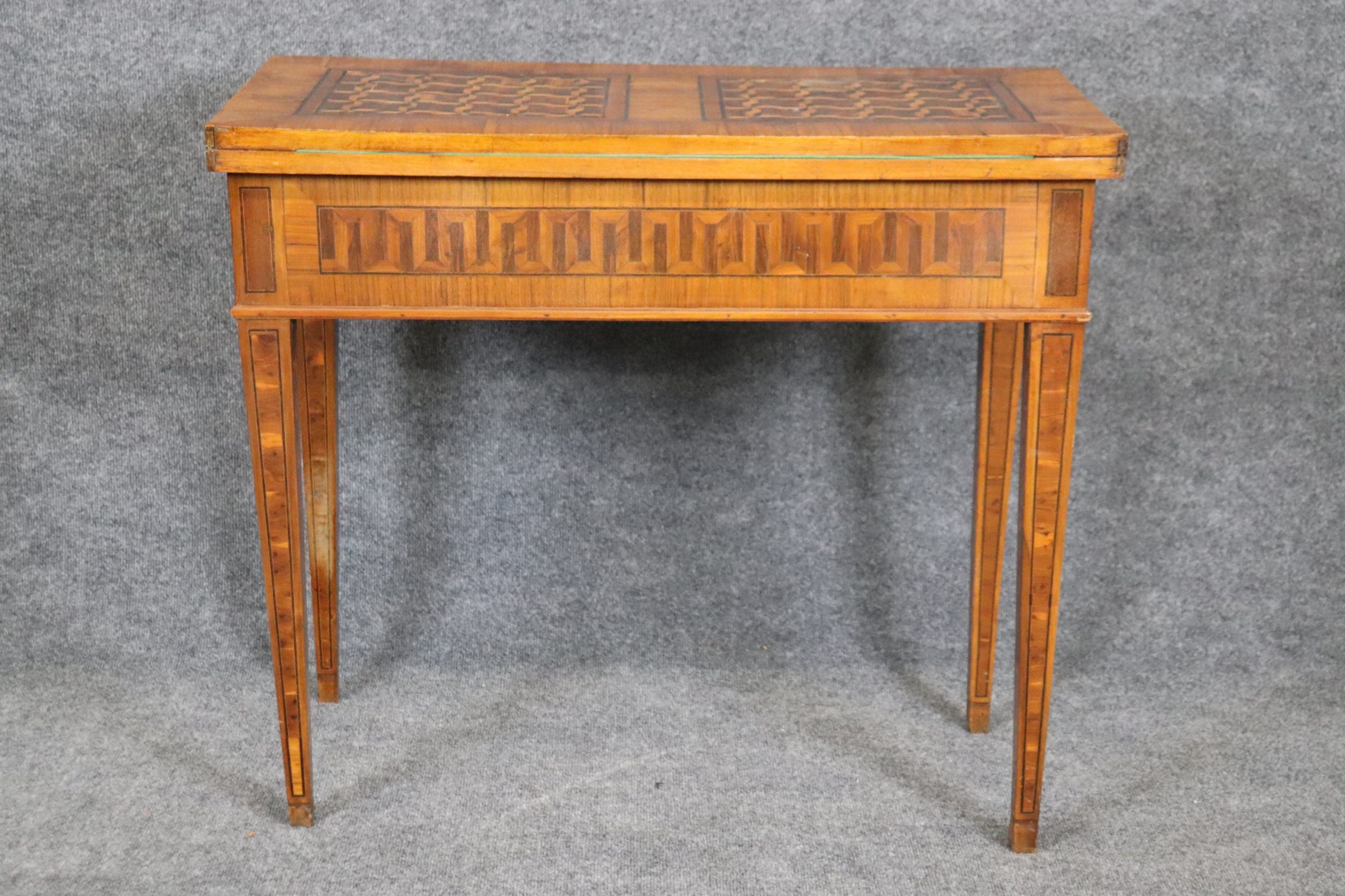 Antique 18th Century Italian Olive Wood Flip Top Game Table, Accent Table - Image 6