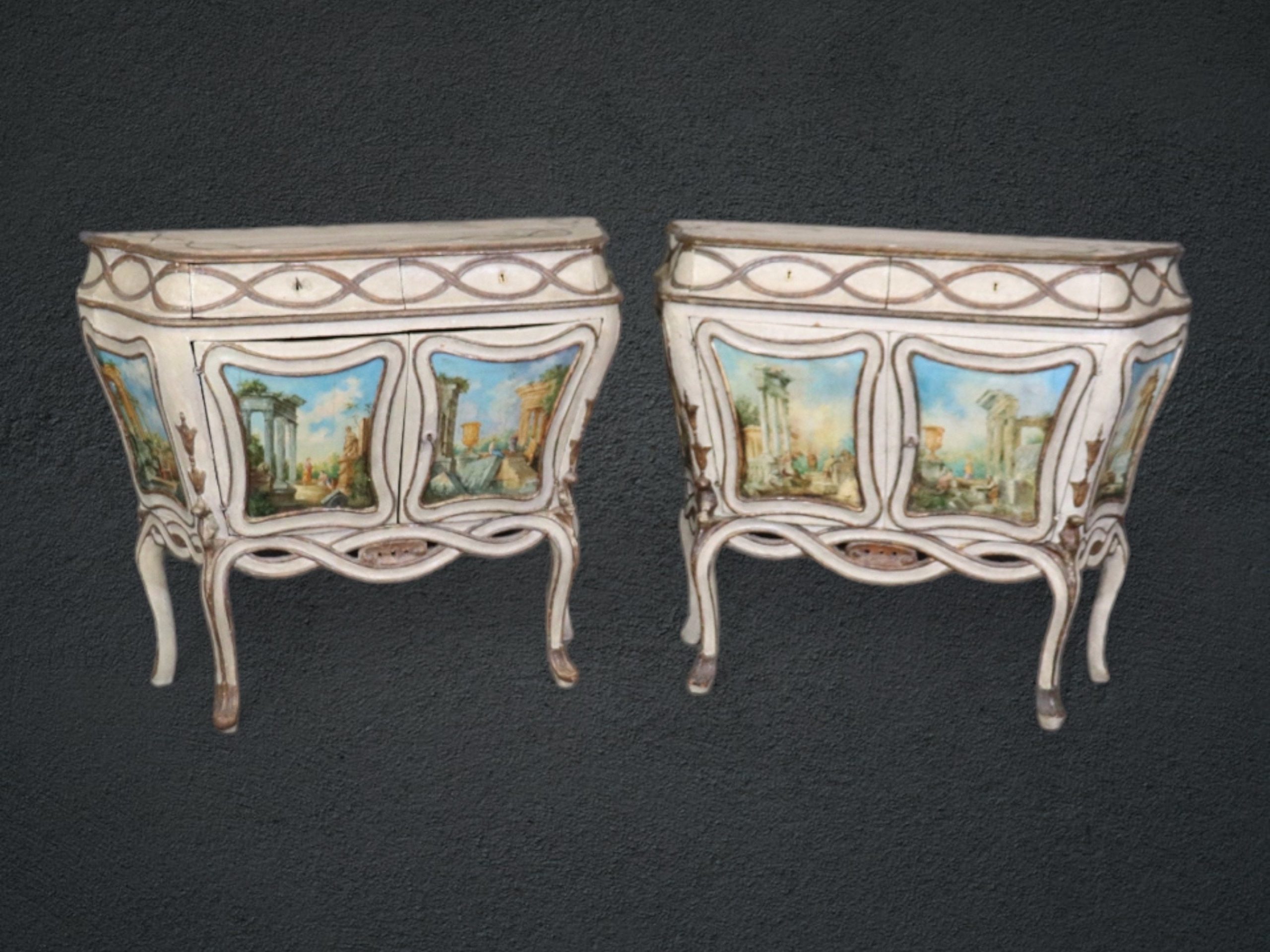 Antique Italian Painted Commodes: 18thC Louis XV Chest of Drawers