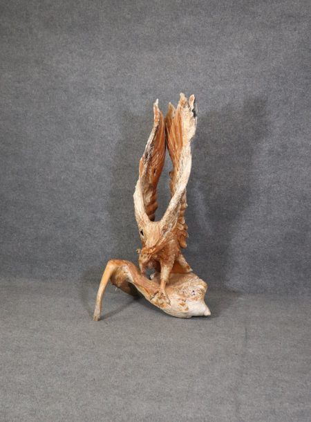 Large Carved Walnut Free Form American Eagle Sculpture, Vintage