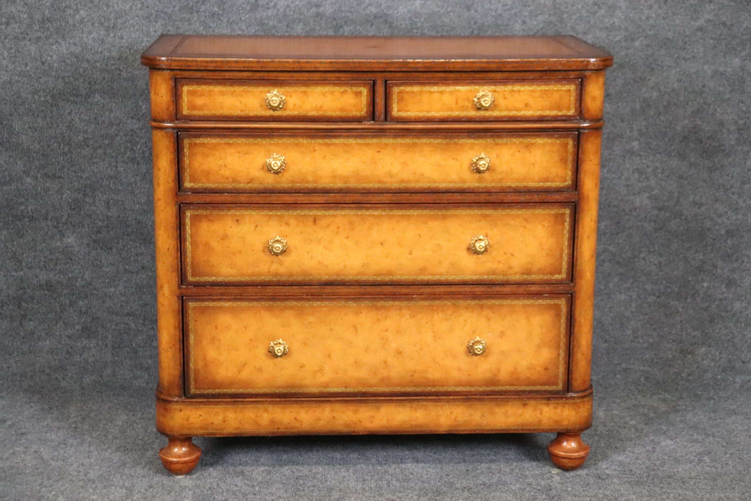 Maitland Smith Leather Wrapped Chest of Drawers, Dresser - Image 2