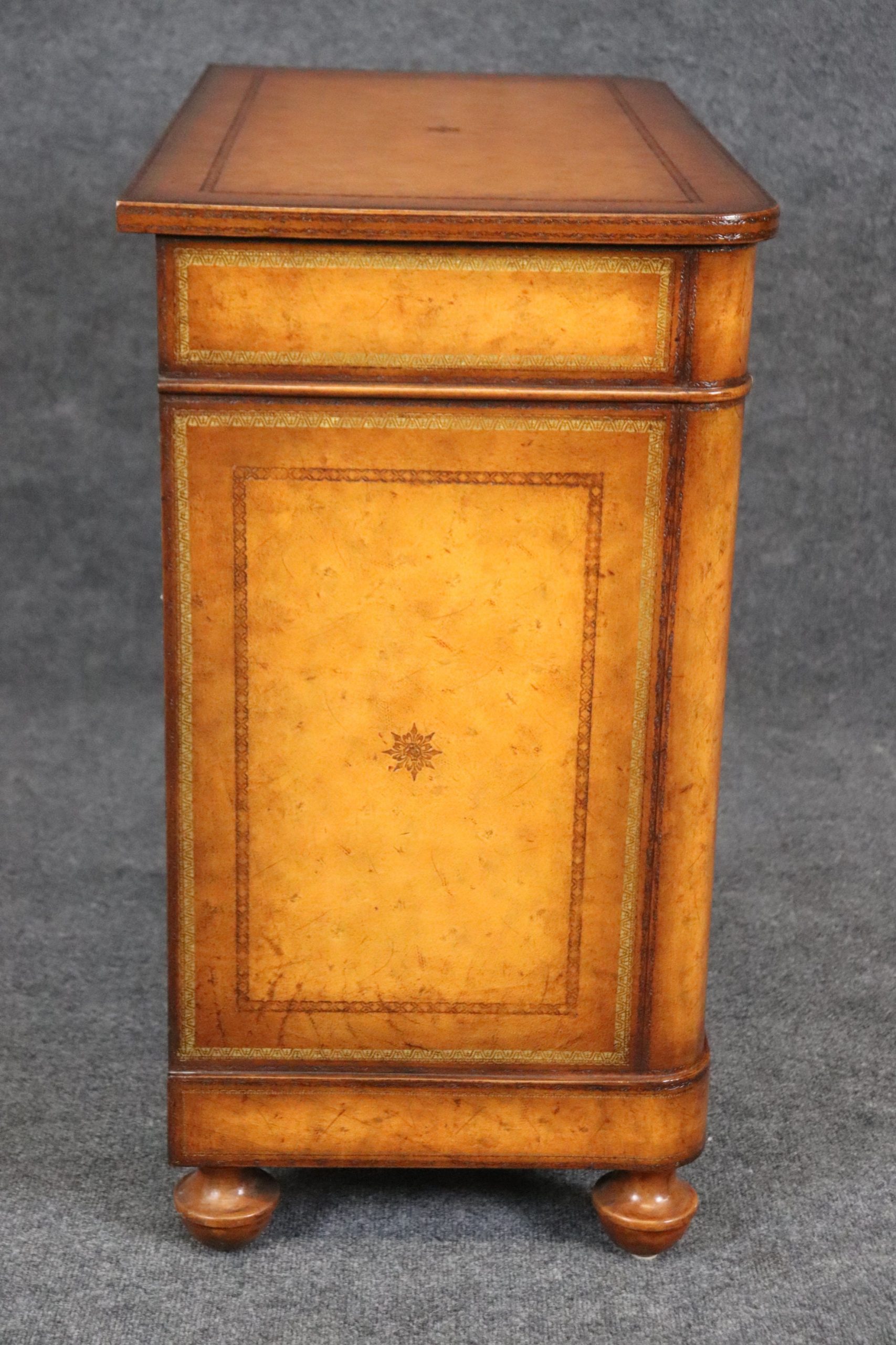 Maitland Smith Leather Wrapped Chest of Drawers, Dresser - Image 4