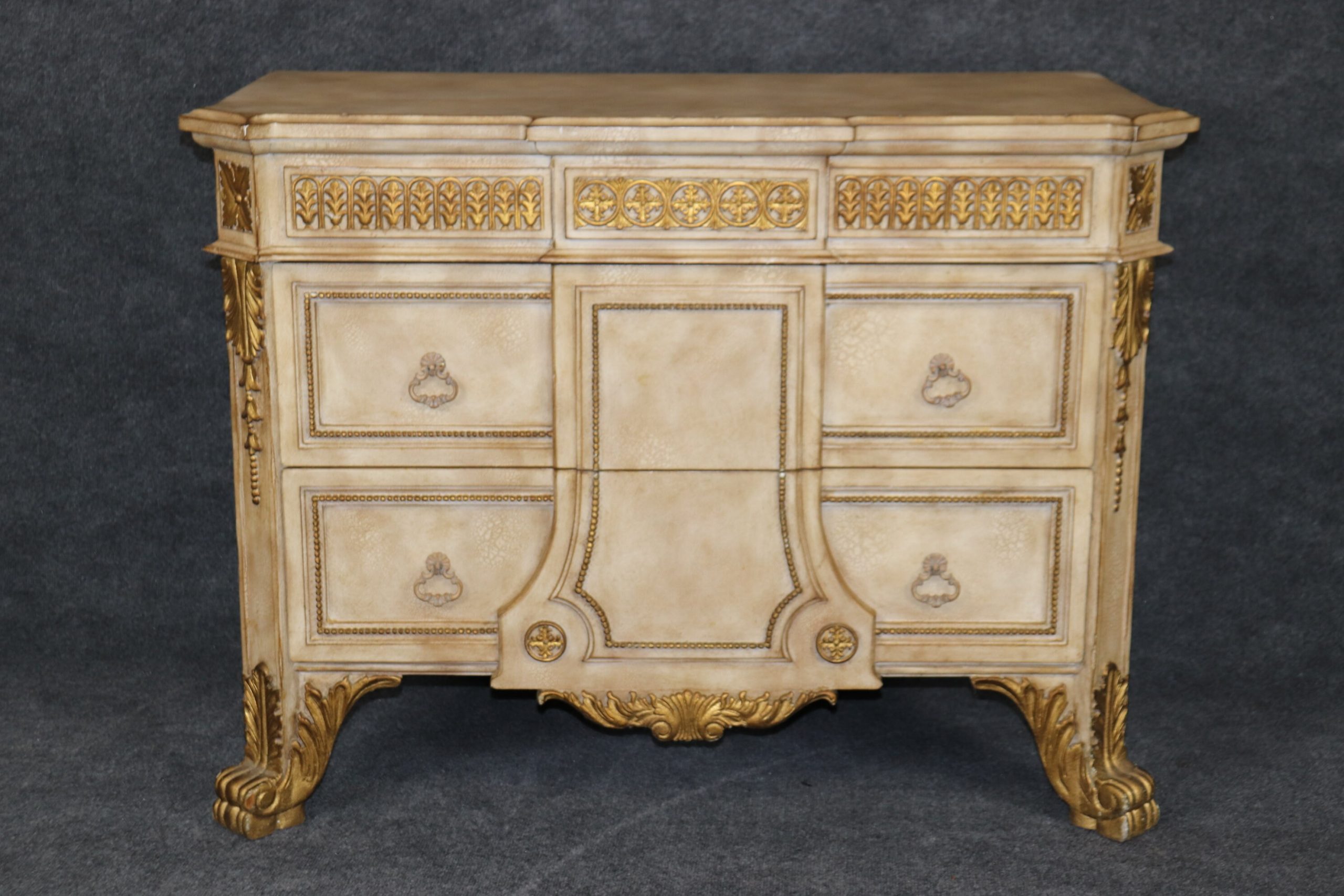 Maitland Smith Style Quality Louis XV Style Paint Decorated Commode, Chest of Drawers - Image 2
