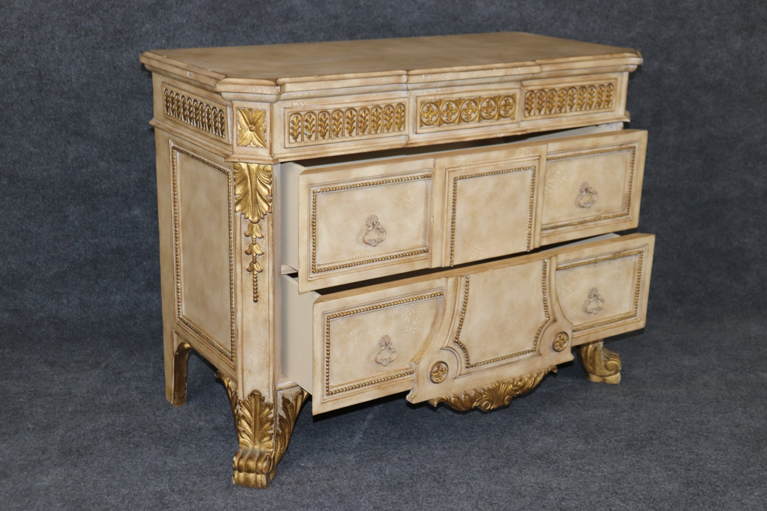 Maitland Smith Style Quality Louis XV Style Paint Decorated Commode, Chest of Drawers - Image 5